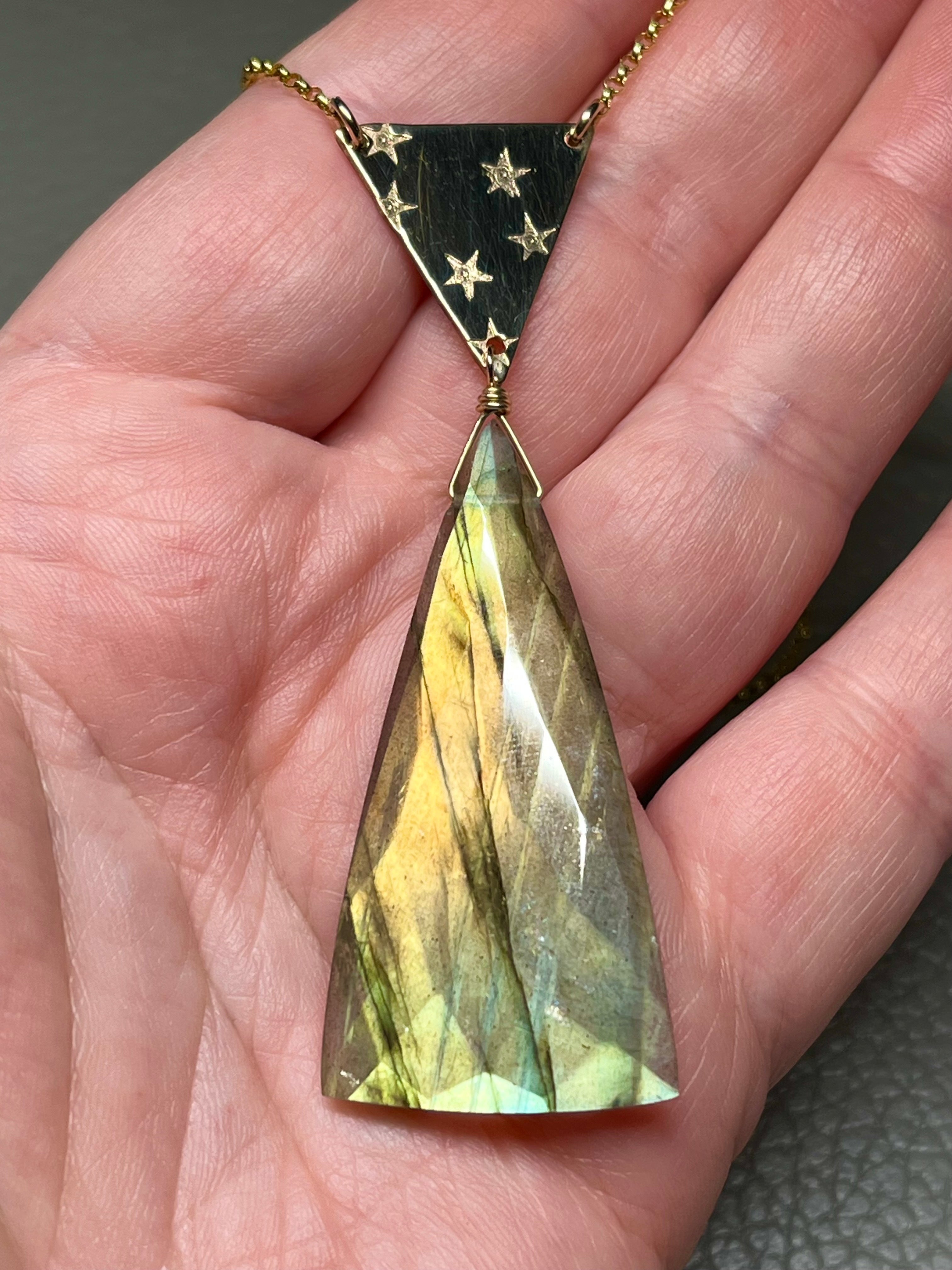 •NYX• labradorite + triangle + gold necklace (16"-18")