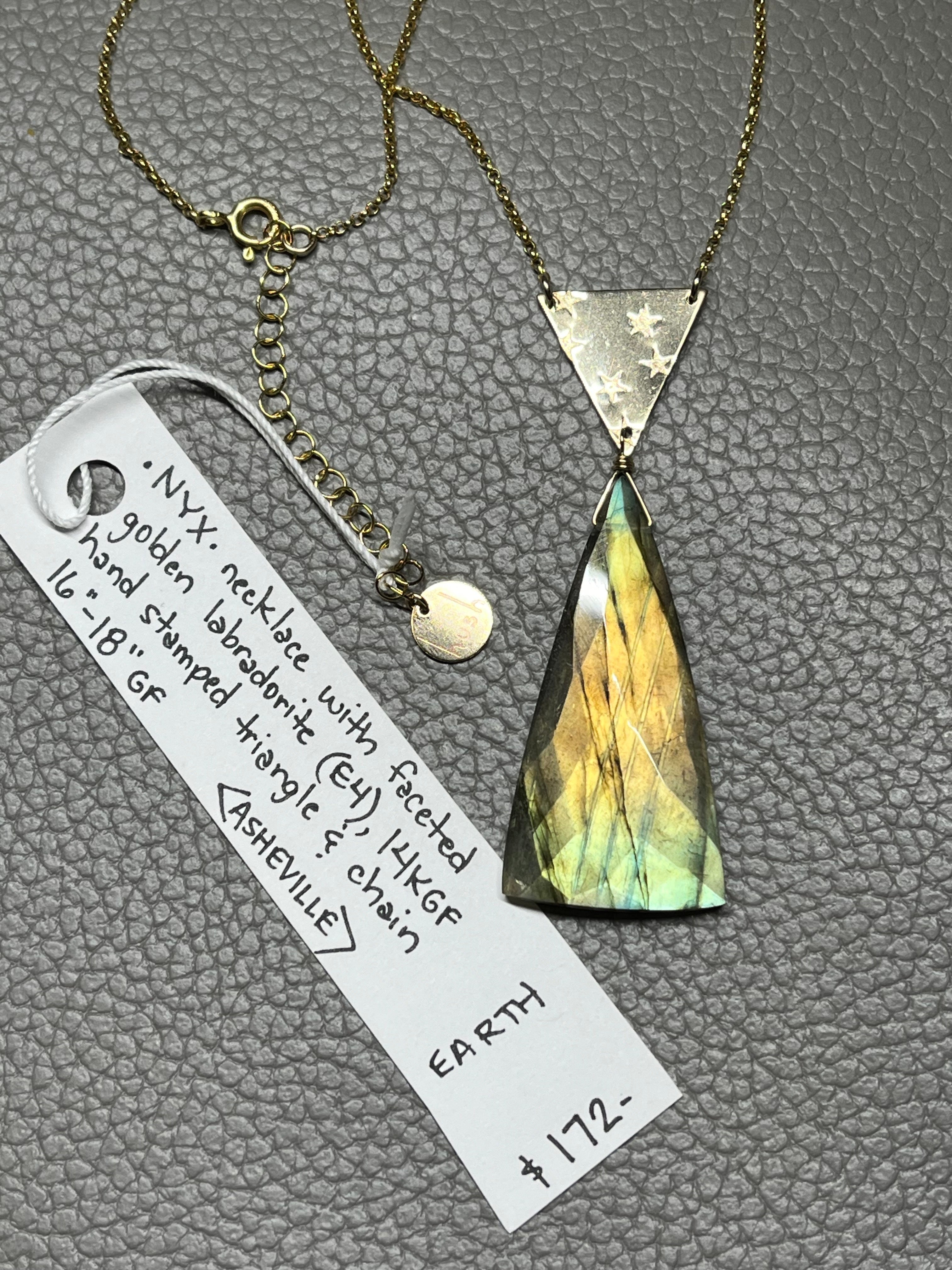 •NYX• labradorite + triangle + gold necklace (16"-18")