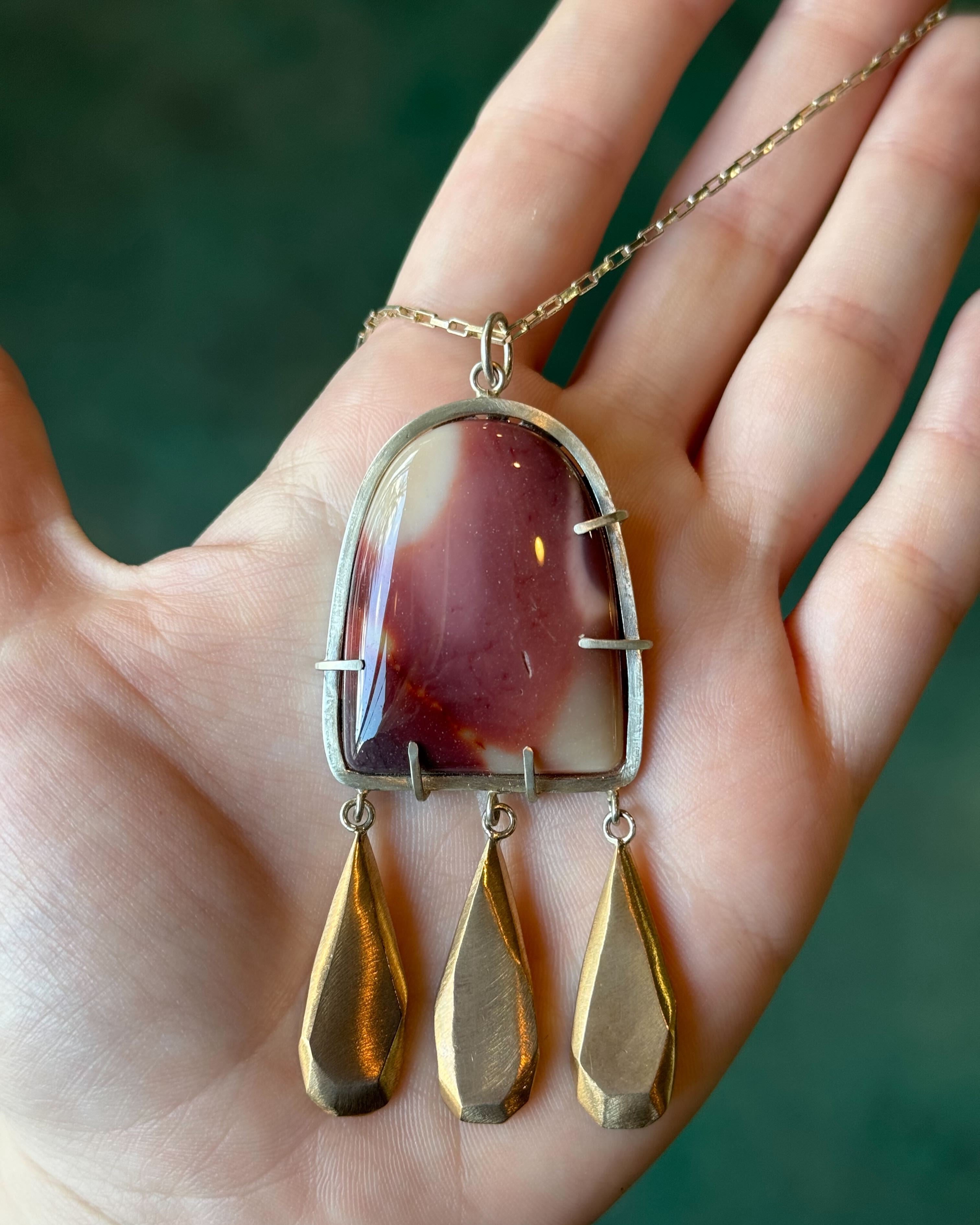 •DRIPPING IN GOLD• mookaite + mixed metal necklace (26"-28" long)