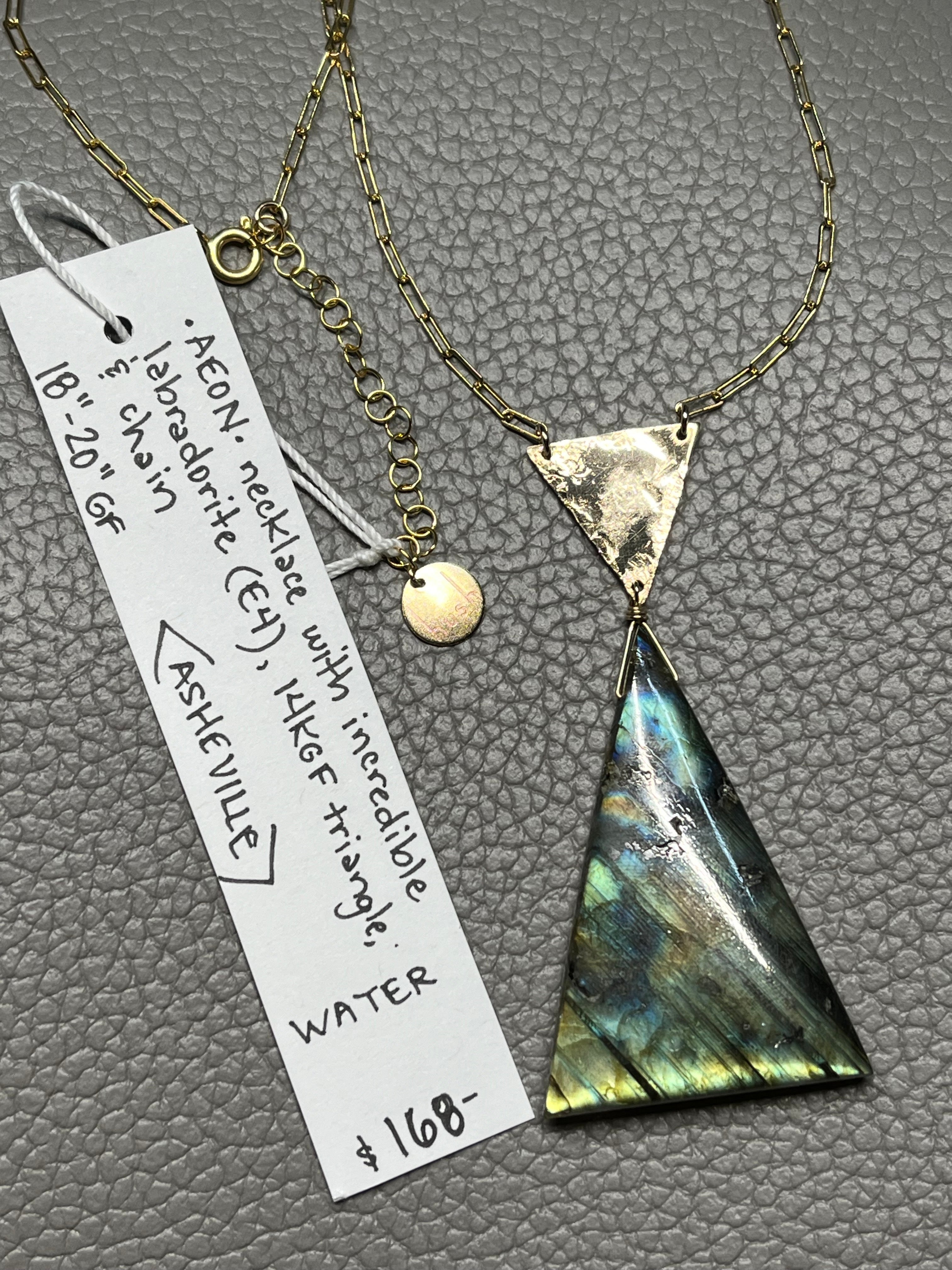 •AEON• labradorite + triangle + gold necklace (18"-20")