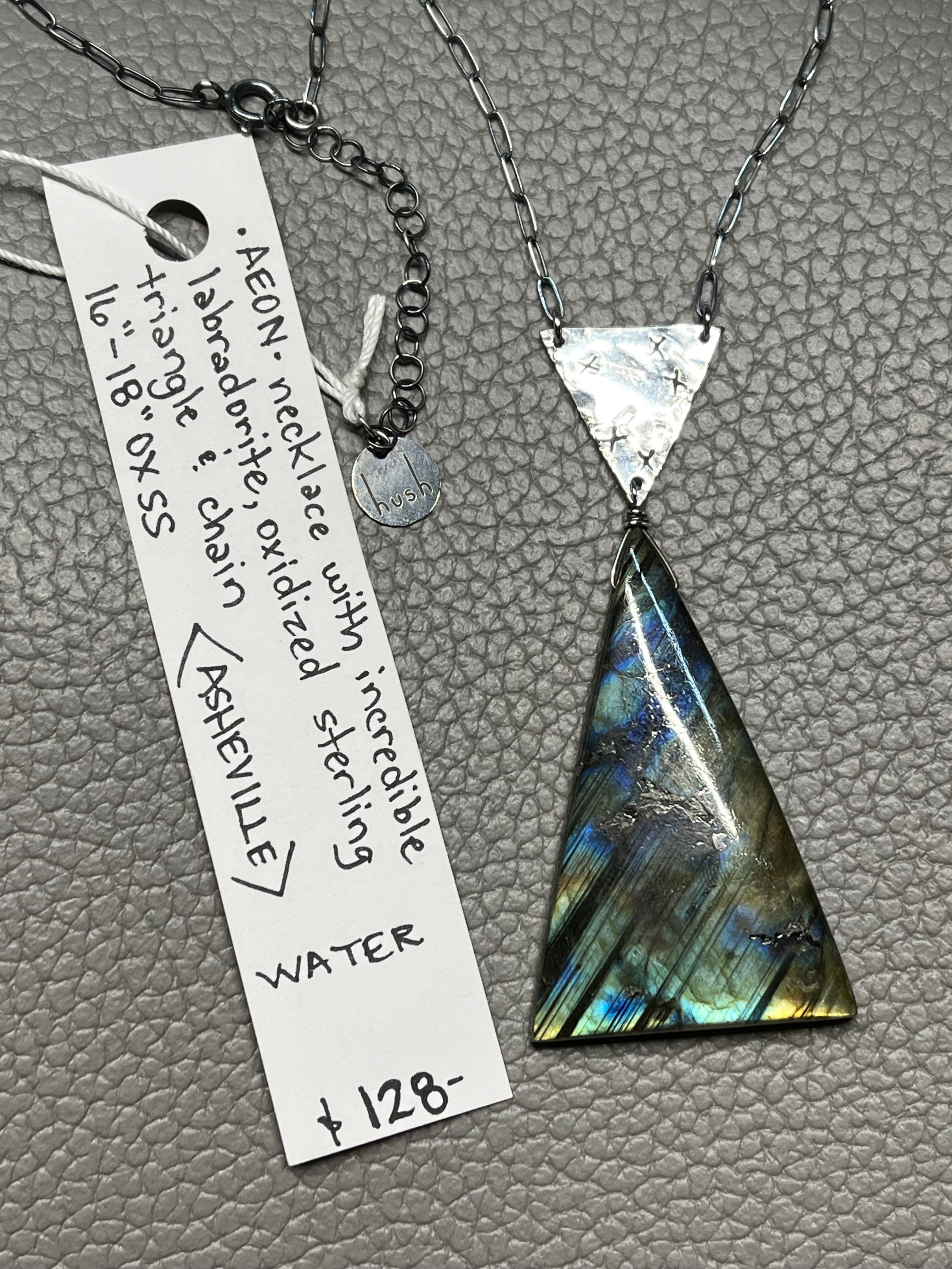 •AEON• labradorite + triangle + silver necklace (16"-18")