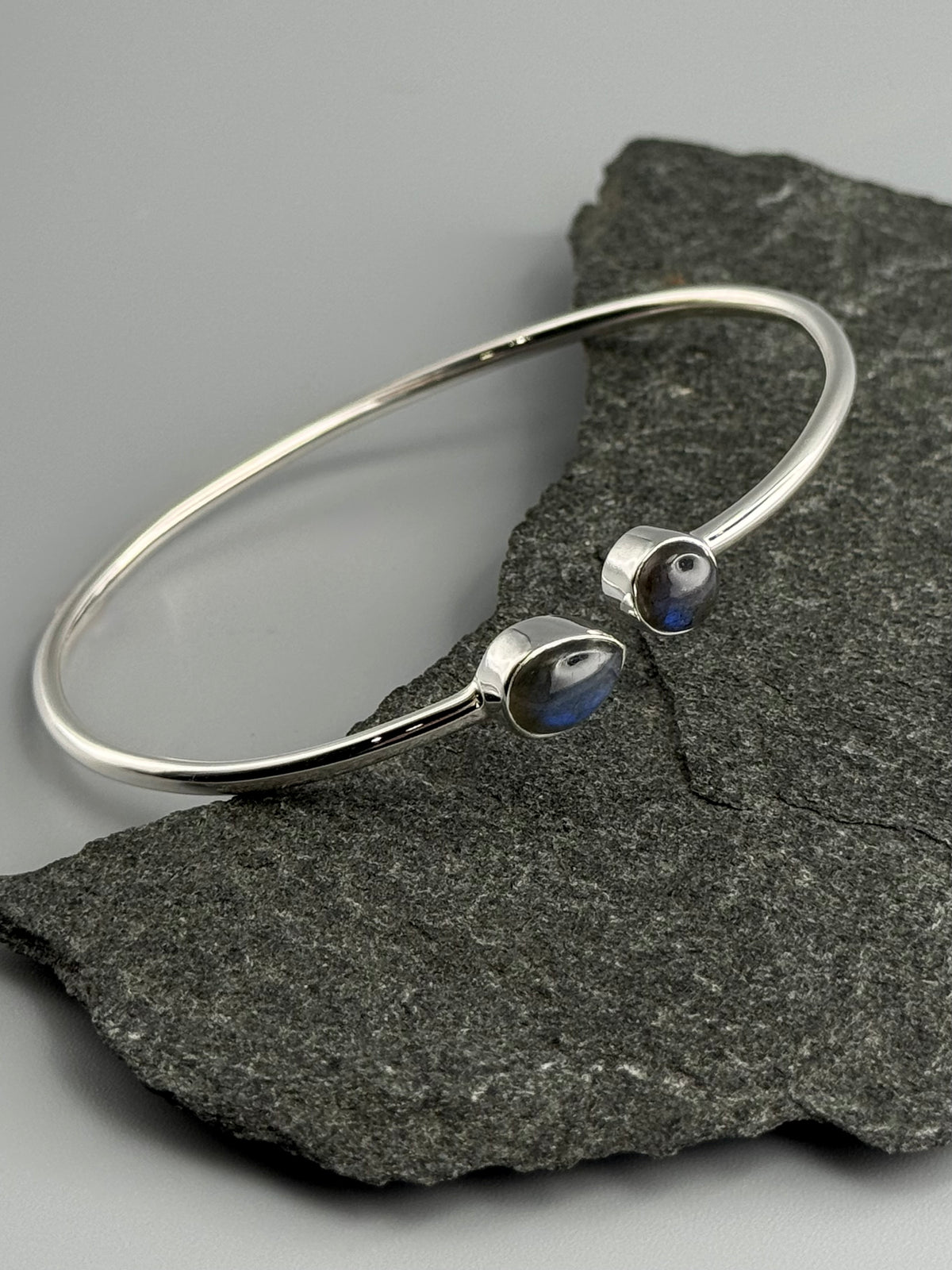 •RAIN OR SHINE• labradorite + silver twist-on cuff bracelet
