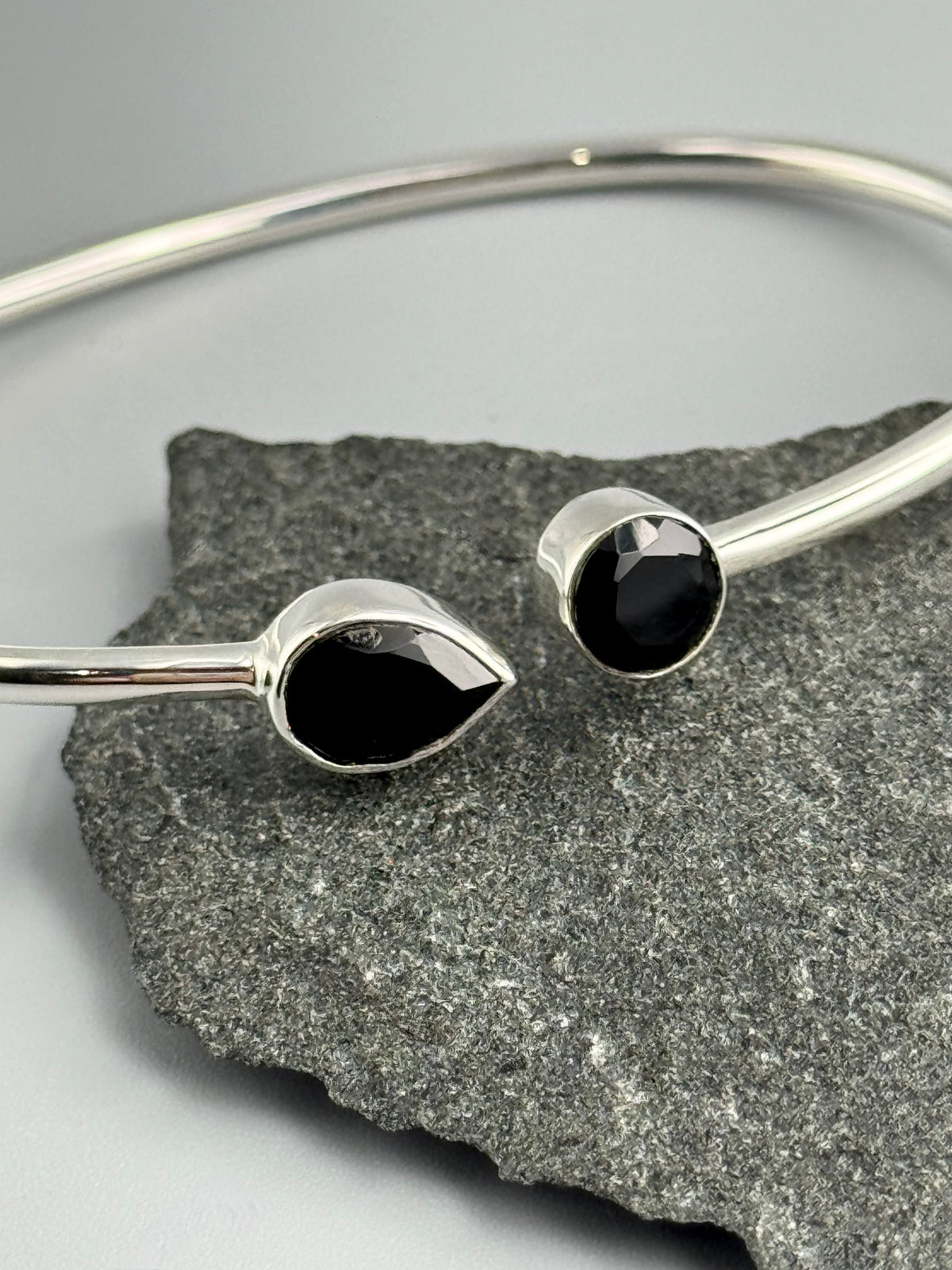 •RAIN OR SHINE• onyx + silver twist-on cuff bracelet