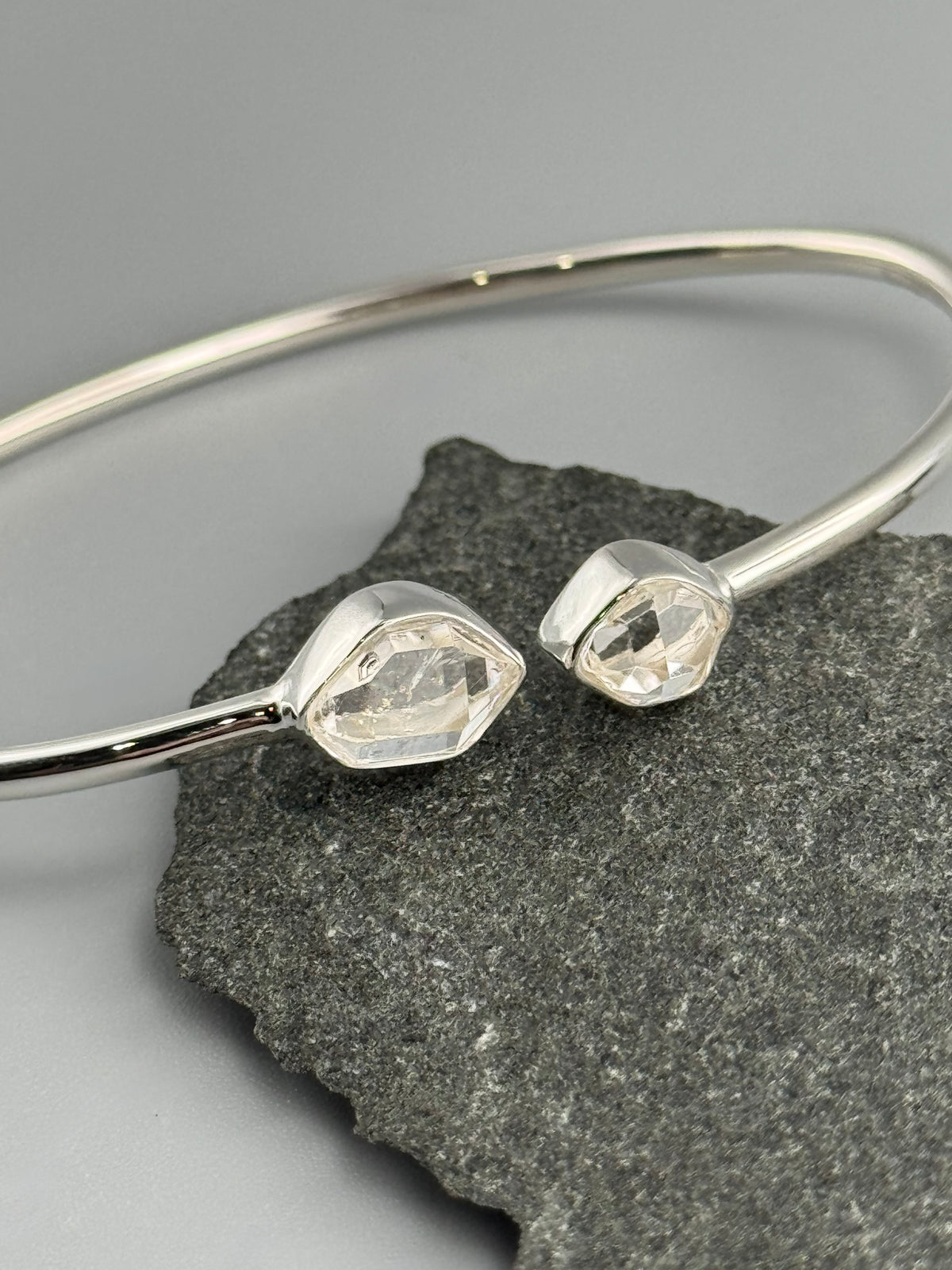 •RAIN OR SHINE• herkimer + silver twist-on cuff bracelet
