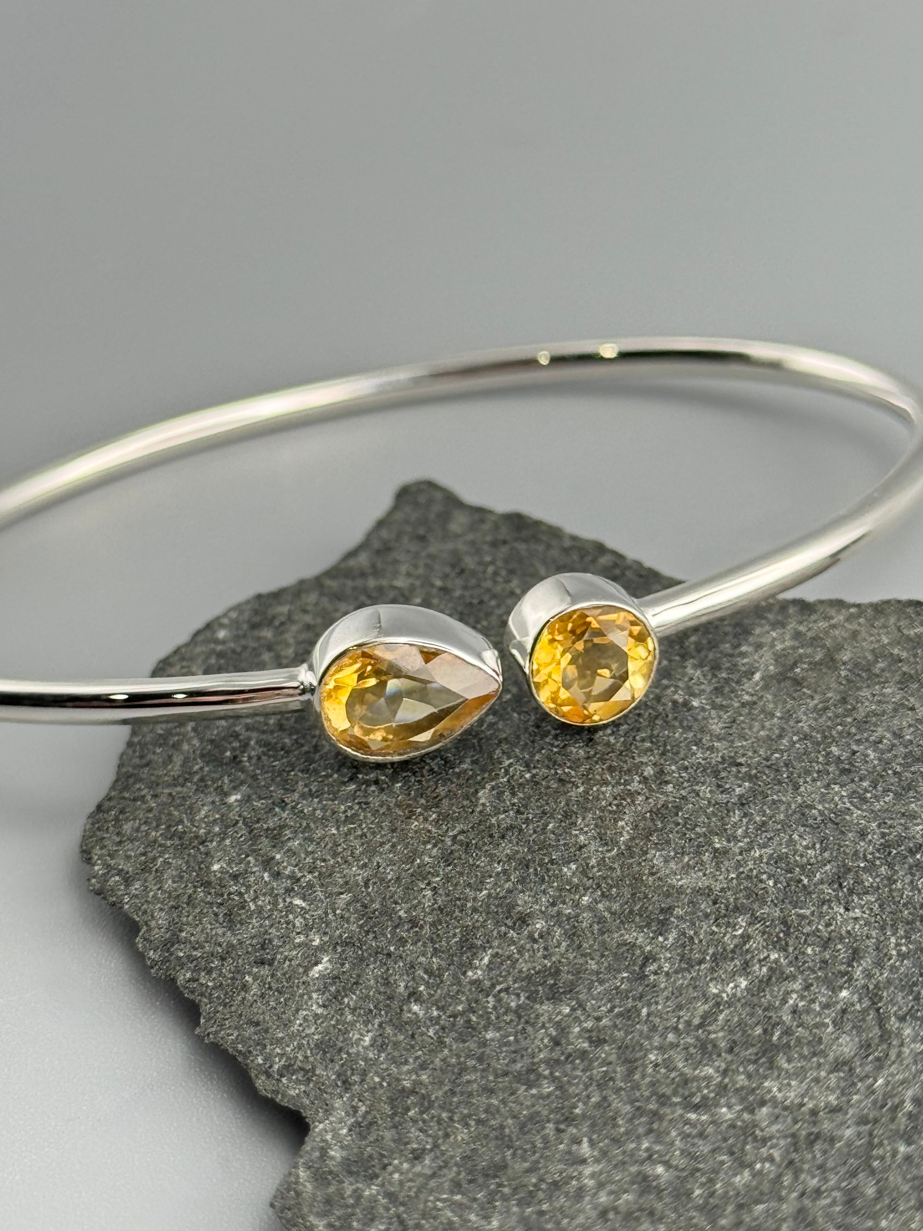•RAIN OR SHINE• citrine + silver twist-on cuff bracelet