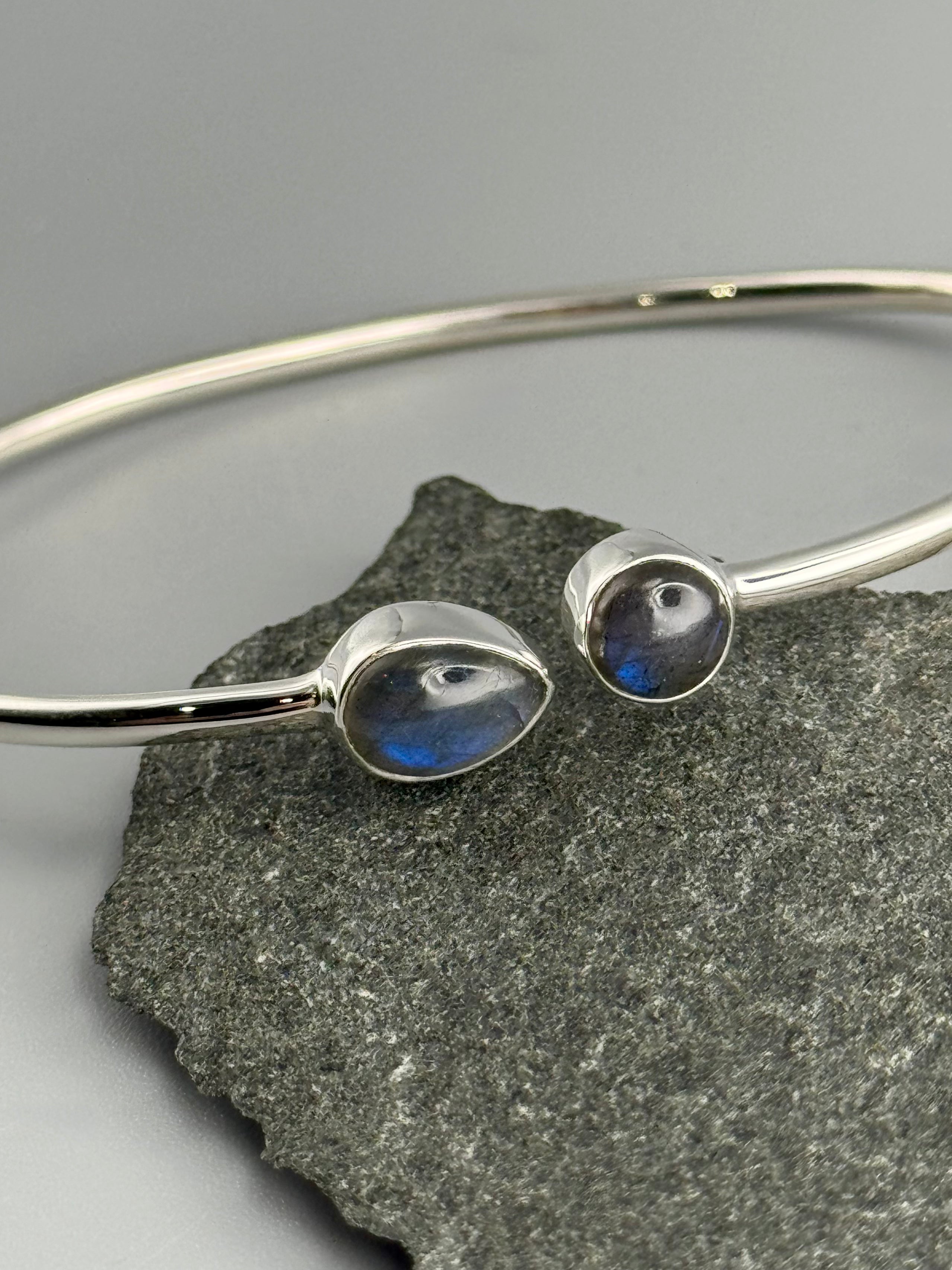 •RAIN OR SHINE• labradorite + silver twist-on cuff bracelet