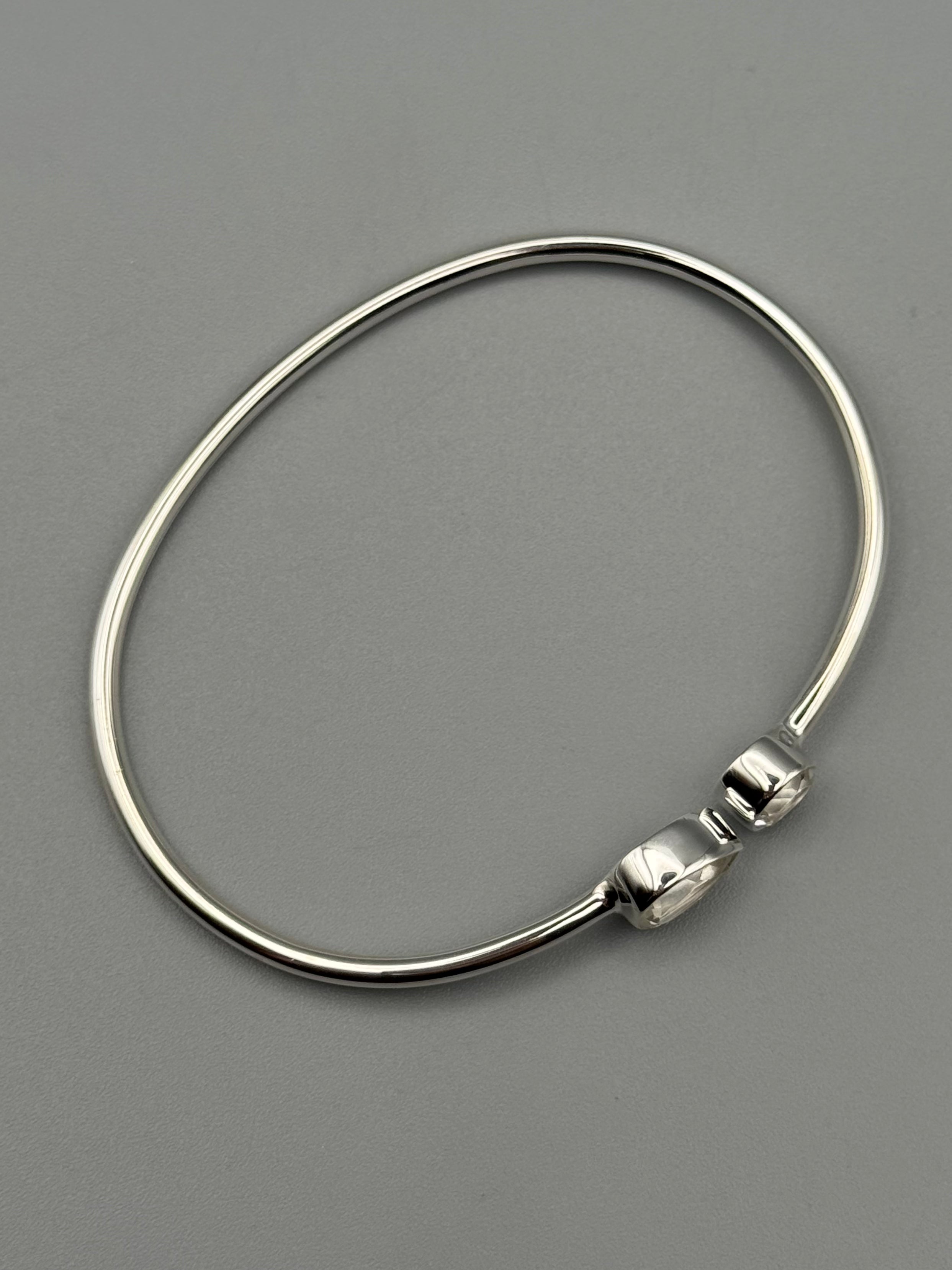•RAIN OR SHINE• clear quartz + silver twist-on cuff bracelet