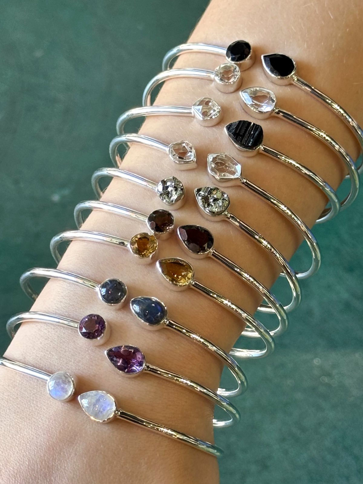 •RAIN OR SHINE• herkimer + silver twist-on cuff bracelet
