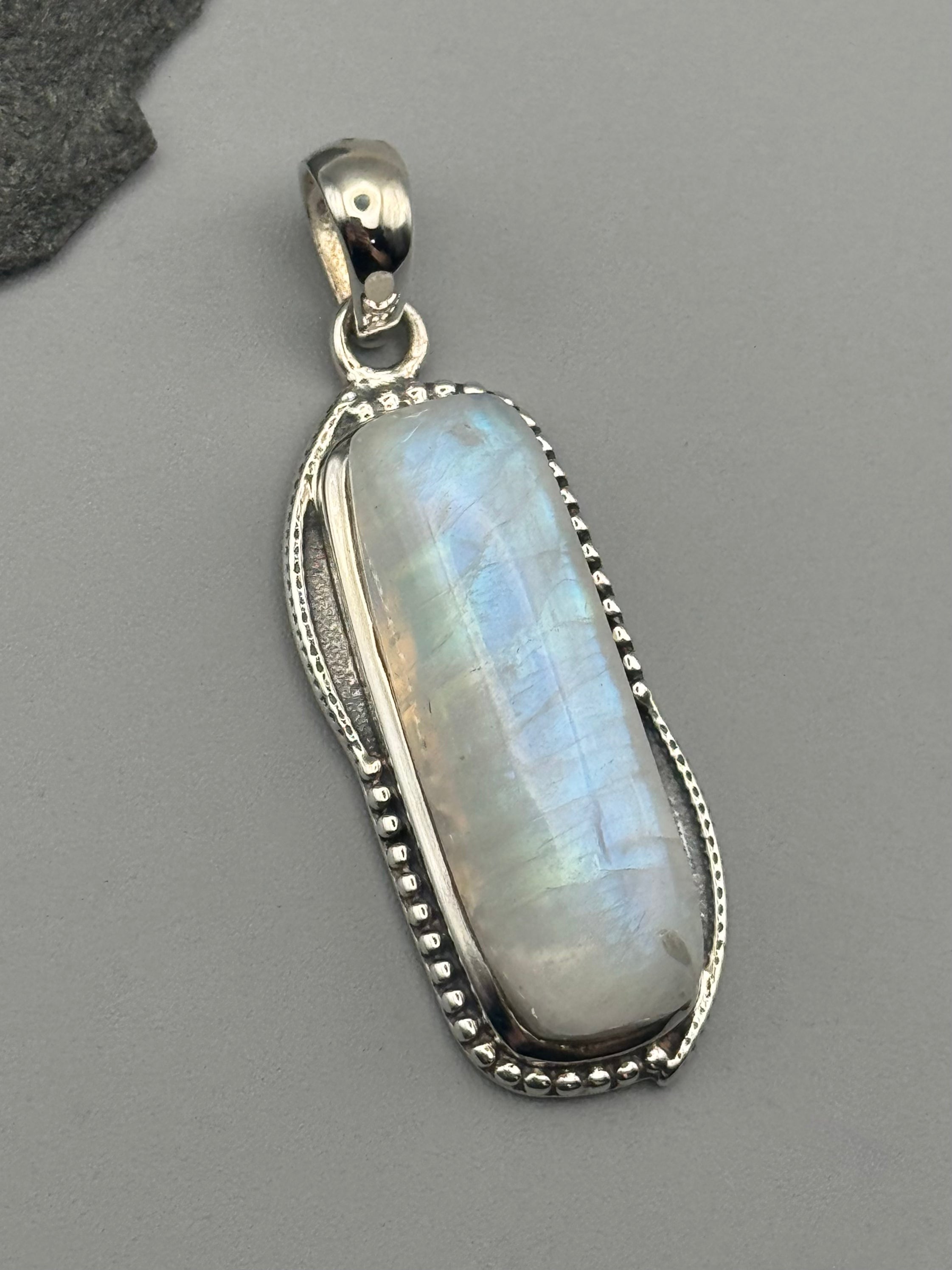 •RAINBOW MOONSTONE - DOT TOWER• sterling silver pendant