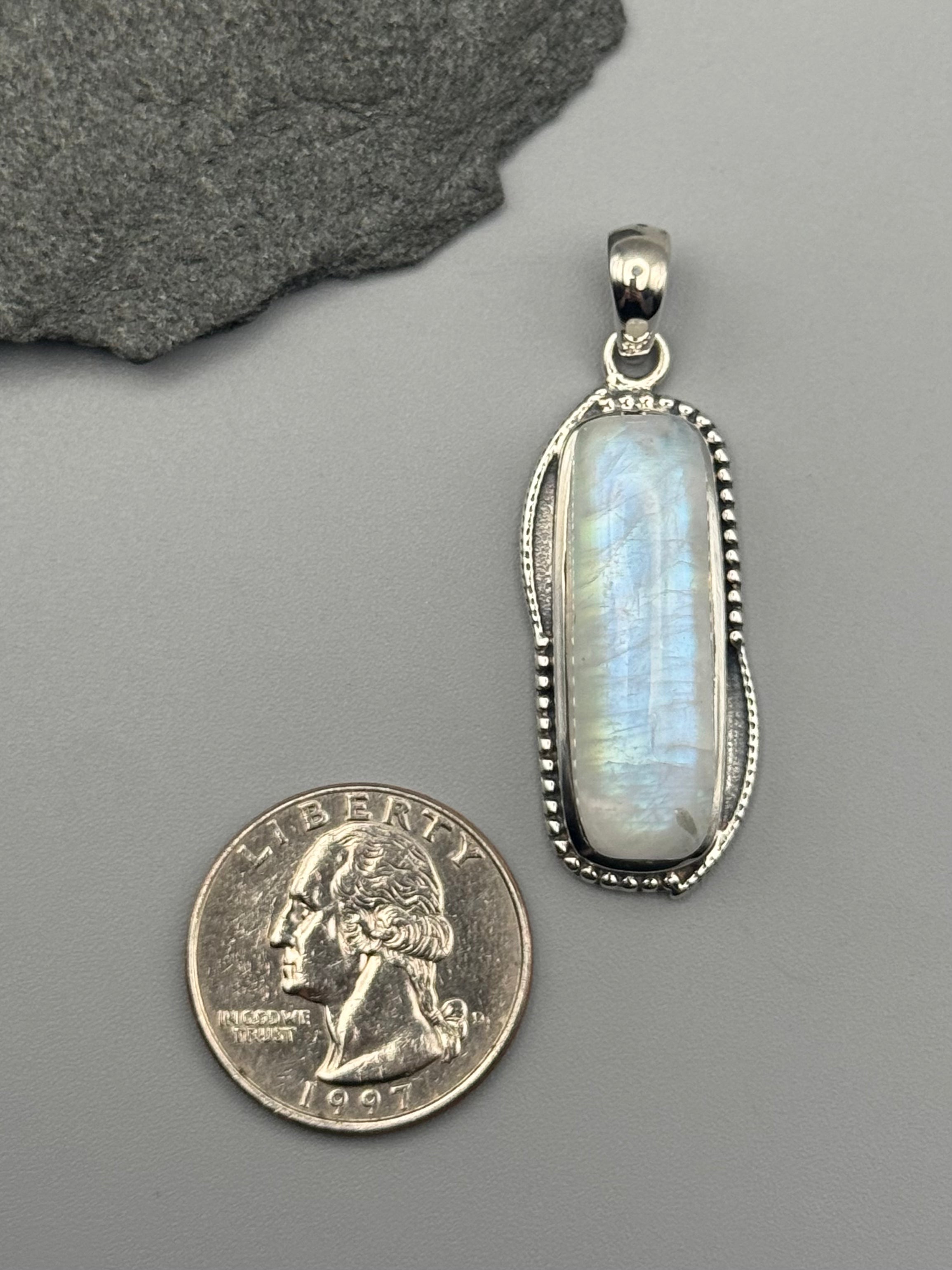 •RAINBOW MOONSTONE - DOT TOWER• sterling silver pendant