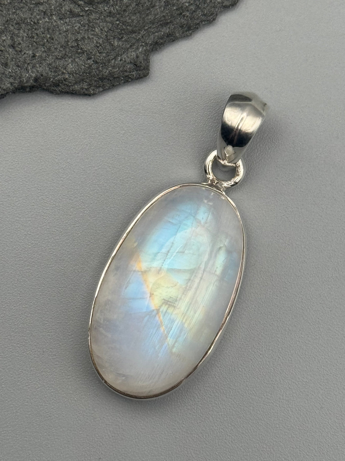 •RAINBOW MOONSTONE - MEDIUM OVAL• sterling silver pendant