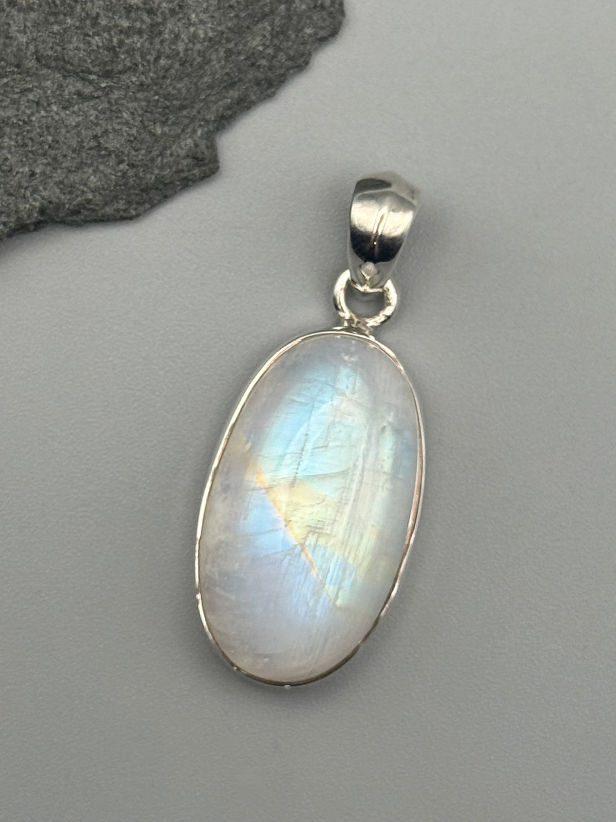 •RAINBOW MOONSTONE - MEDIUM OVAL• sterling silver pendant
