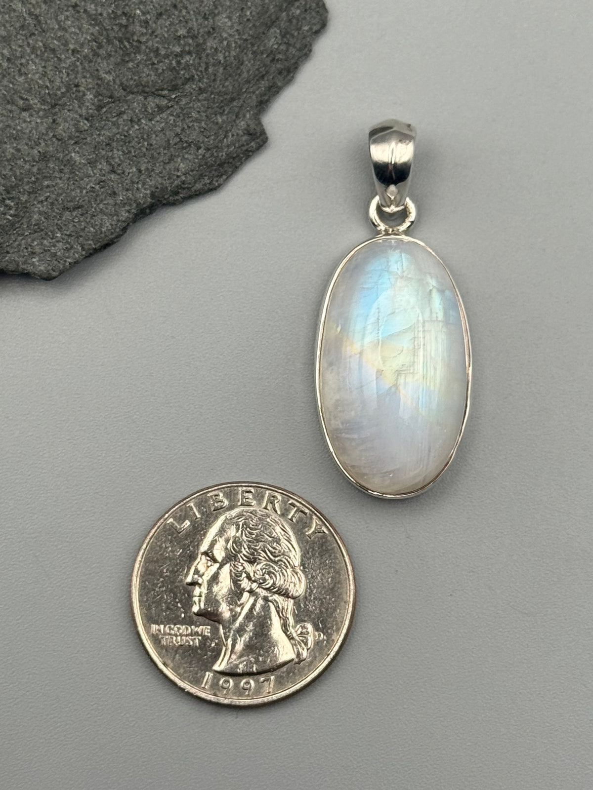 •RAINBOW MOONSTONE - MEDIUM OVAL• sterling silver pendant