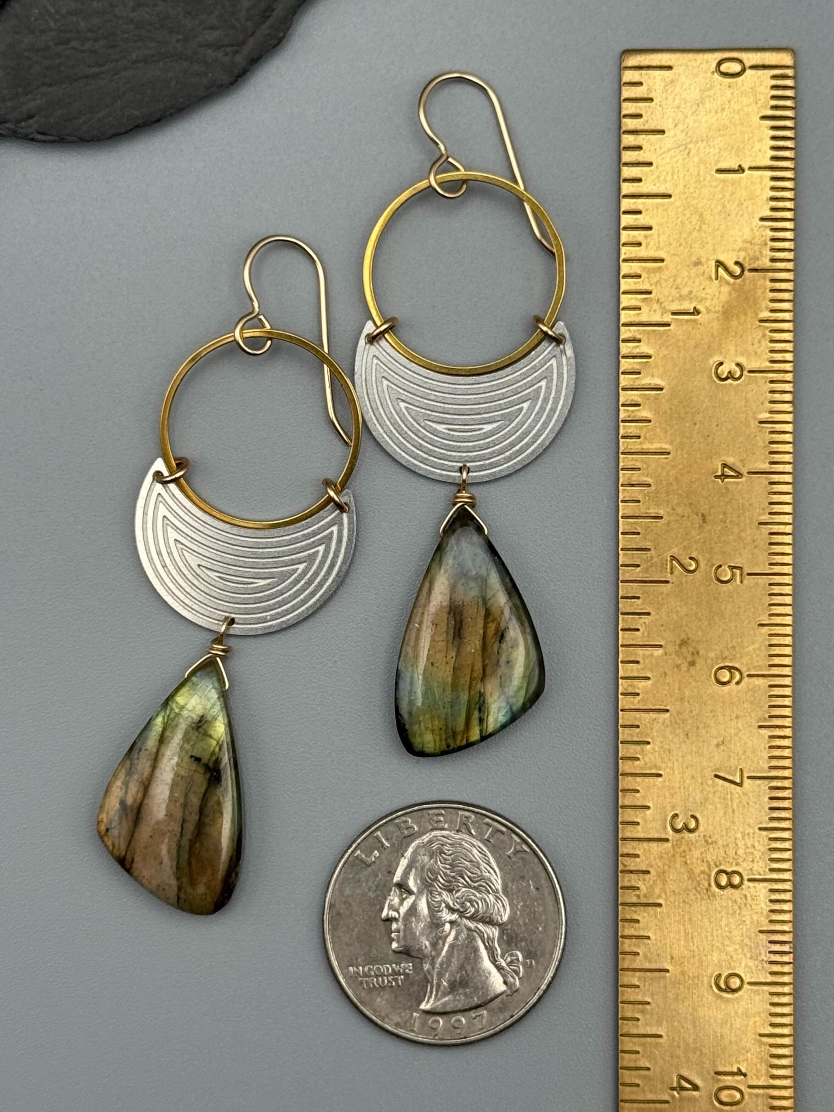 •MOON SHADOW• labradorite + mixed metal earrings