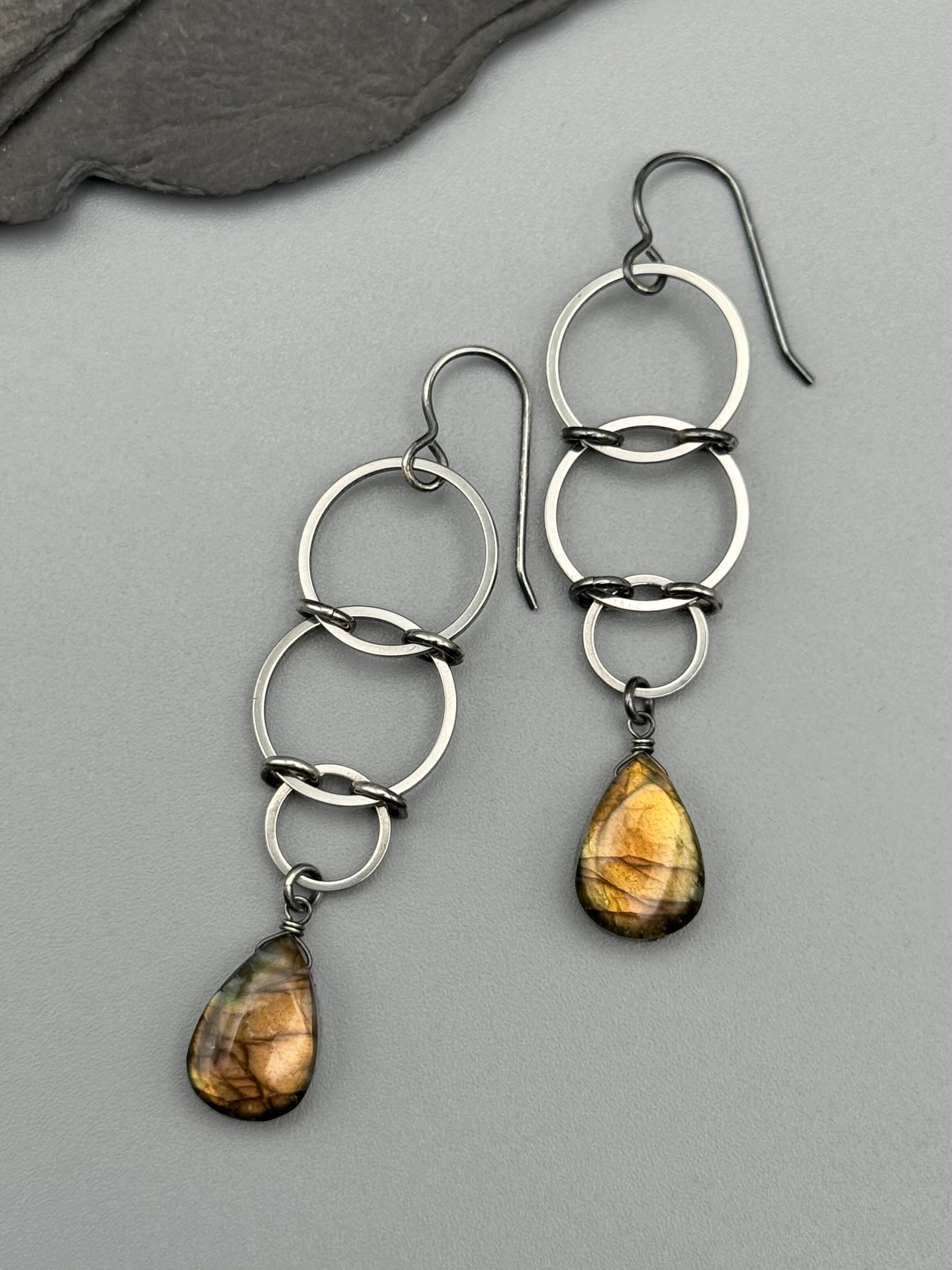 •EOWYN• golden labradorite + silver earrings