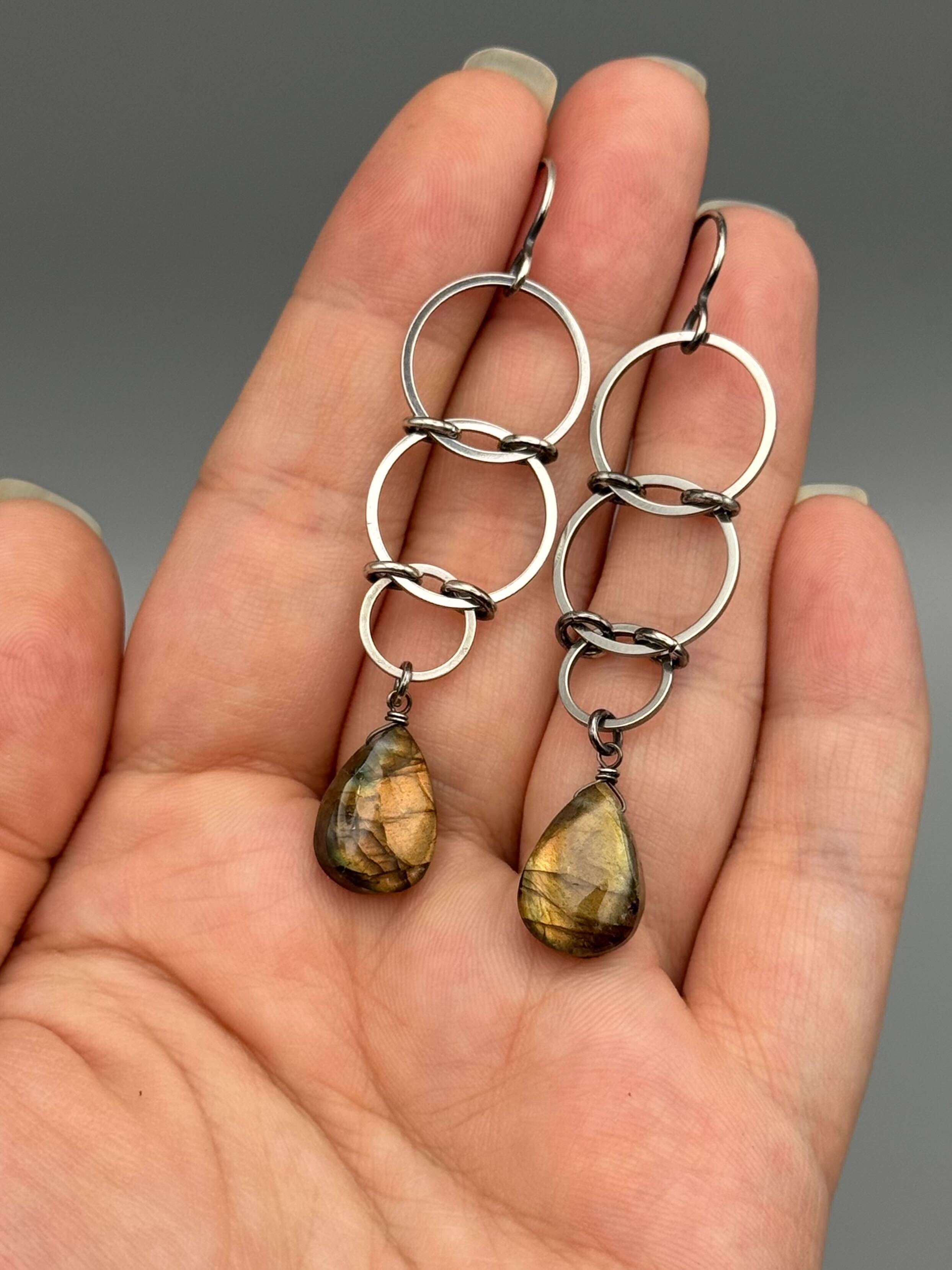 •EOWYN• golden labradorite + silver earrings