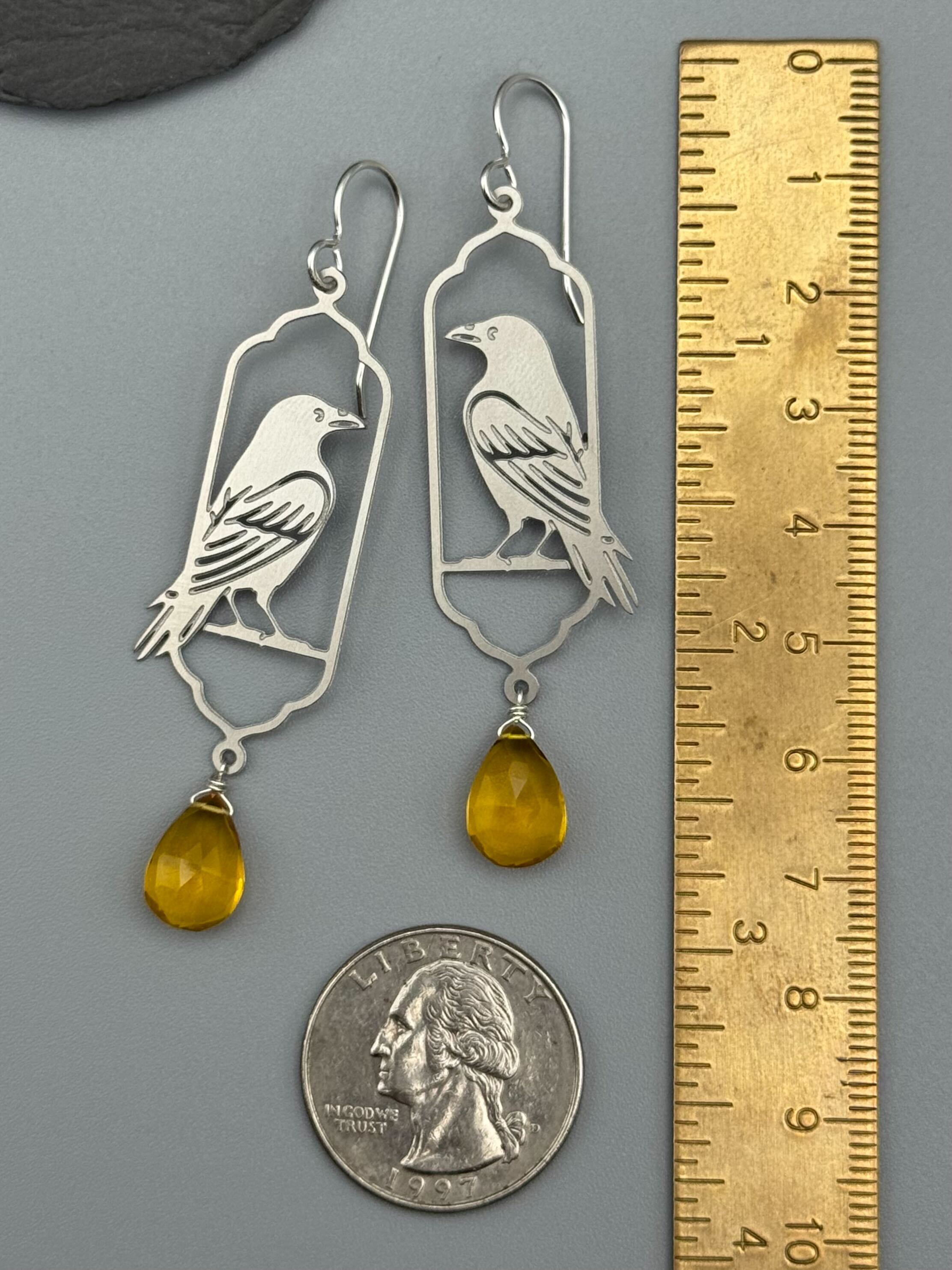 •NEVERMORE• citrine + silver earrings