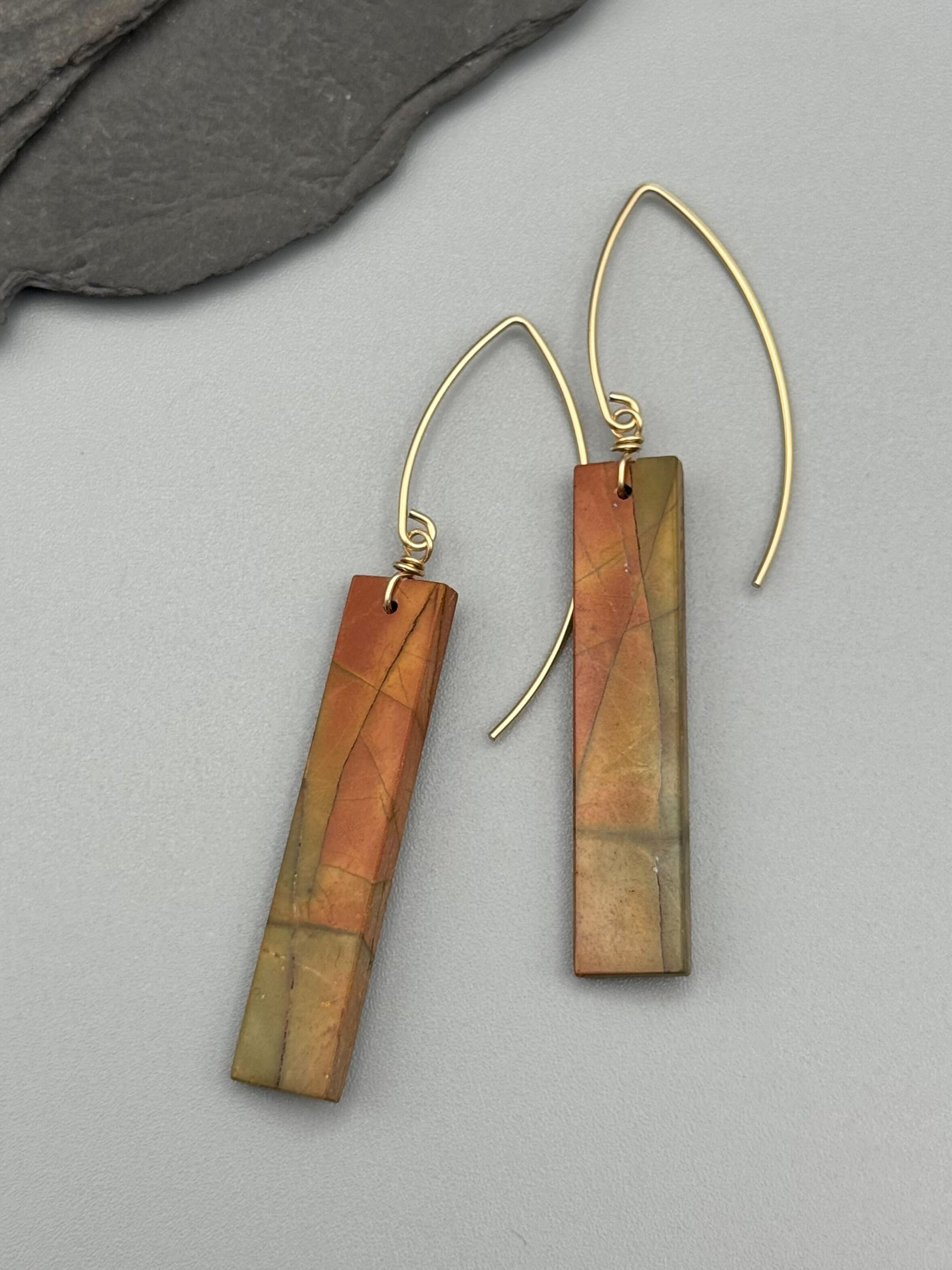 •STRAY• red creek jasper + gold earrings