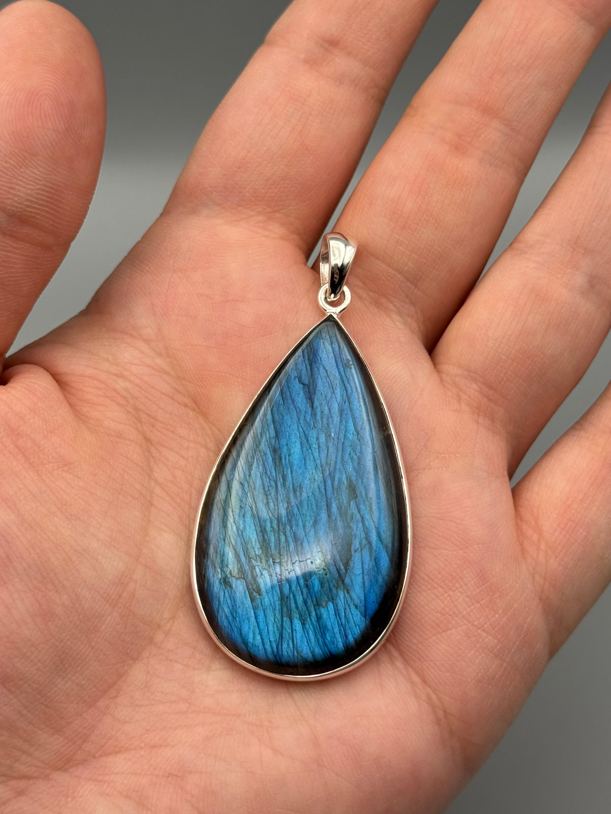 •LABRADORITE - LARGE TEAR 3• sterling silver pendant