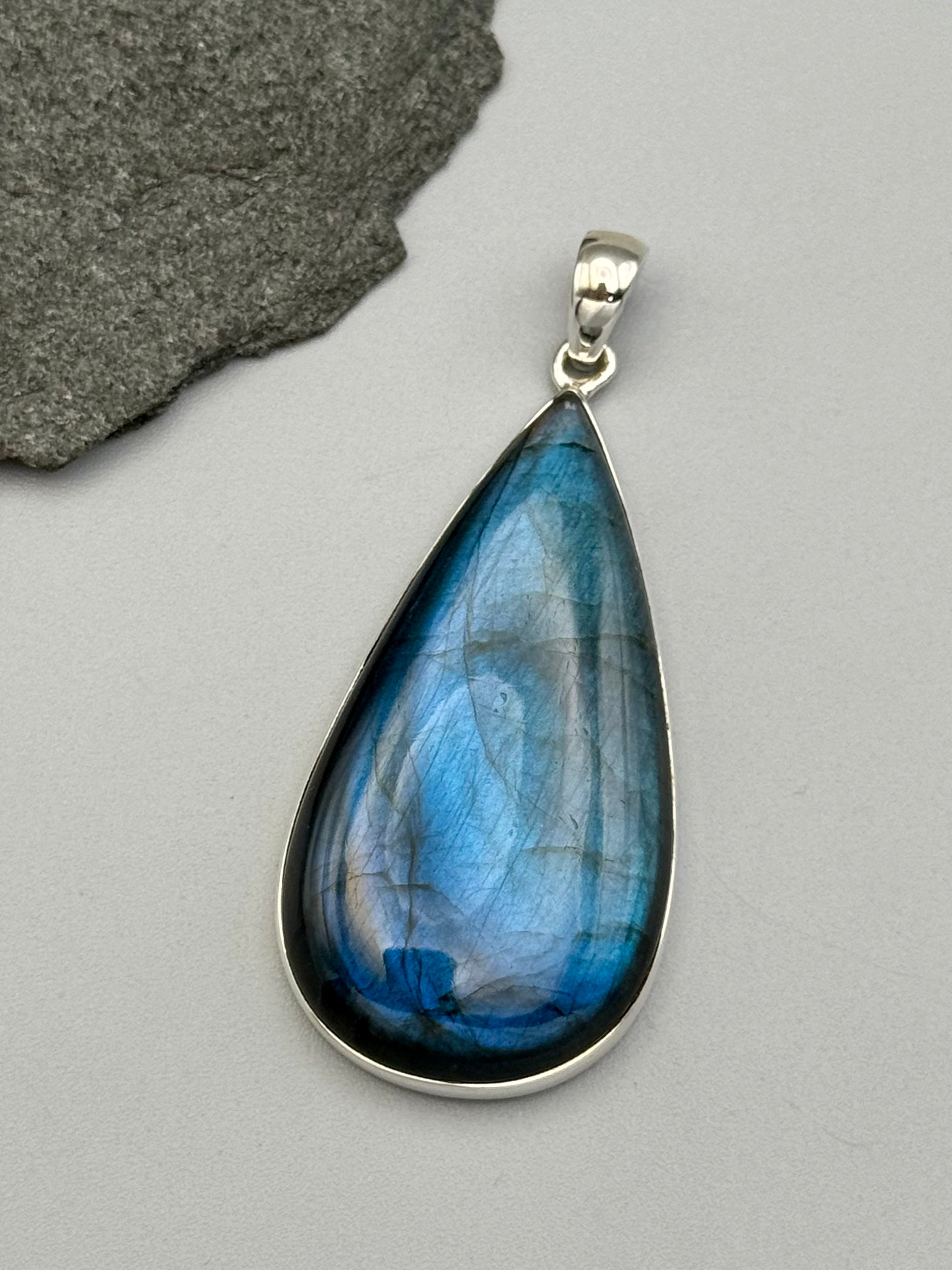 •LABRADORITE - LARGE TEAR 2• sterling silver pendant