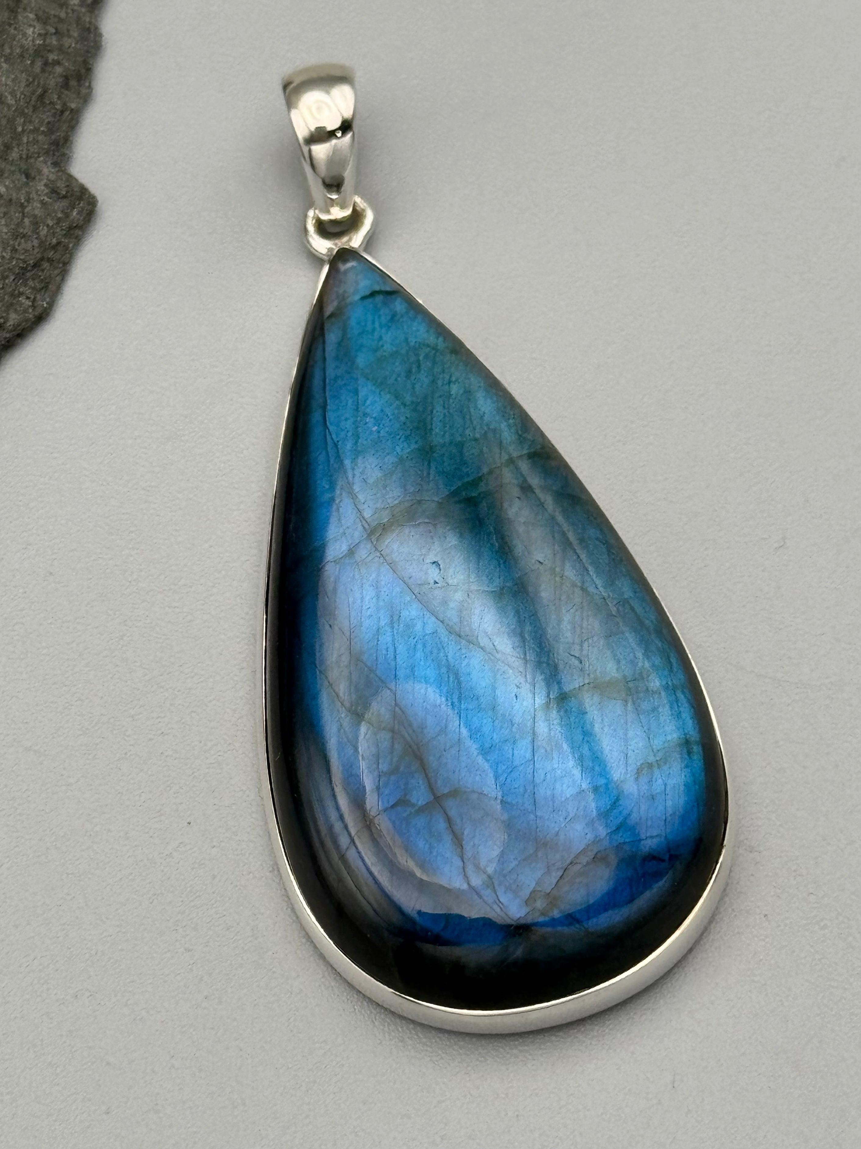 •LABRADORITE - LARGE TEAR 2• sterling silver pendant