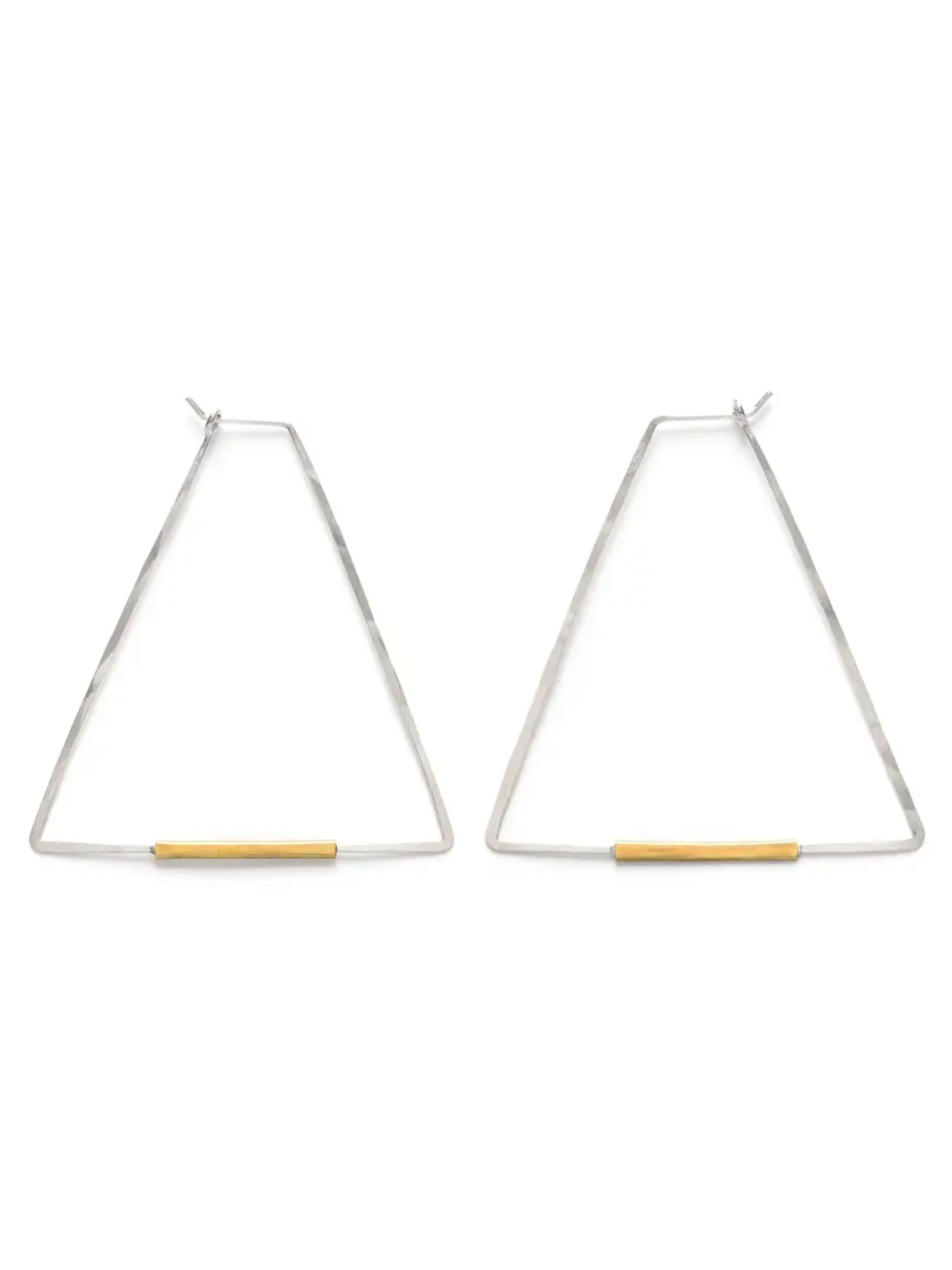 •TRIANGLE• mixed metal hoop earrings