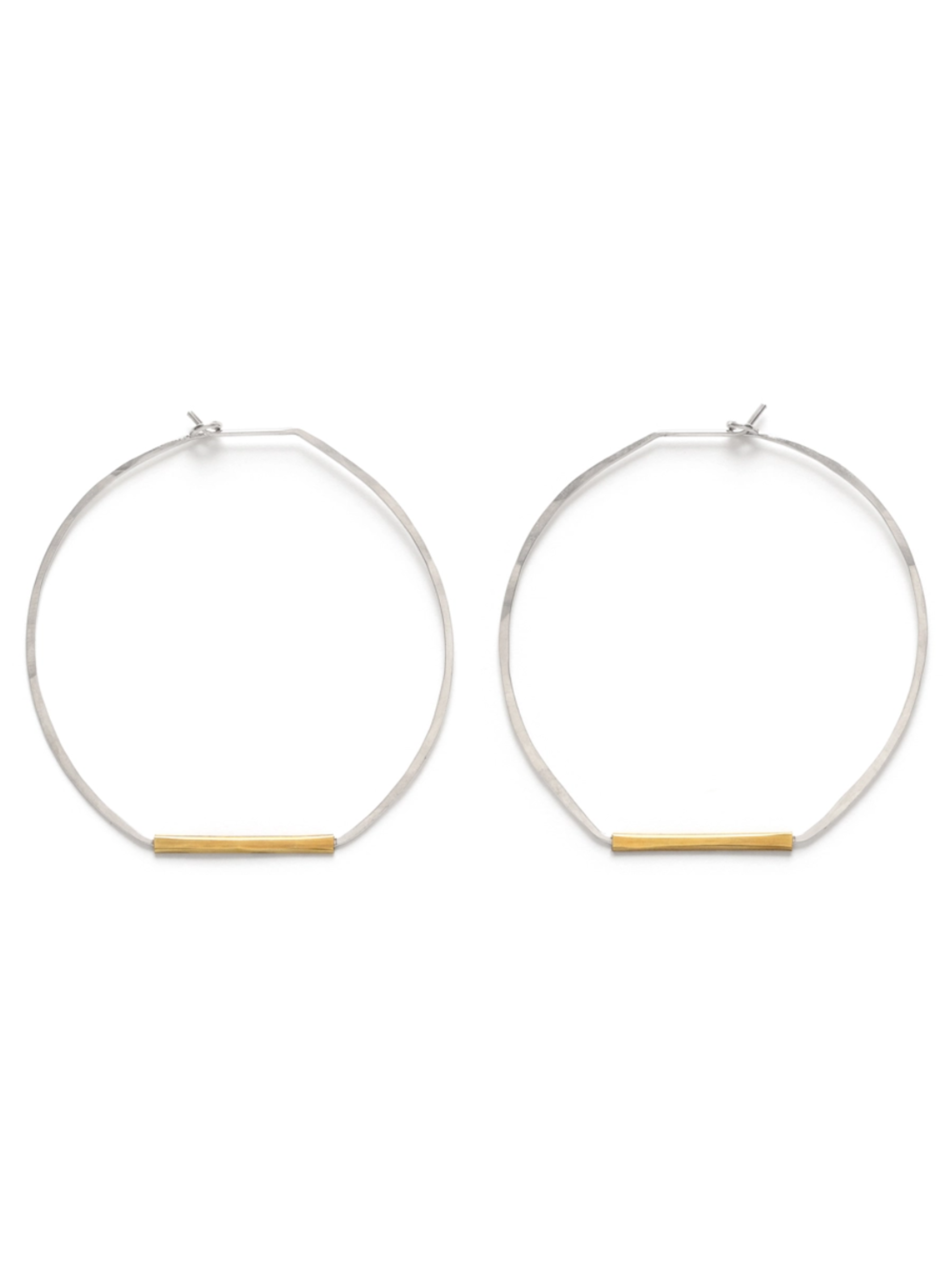 •CIRCLE• mixed metal hoop earrings