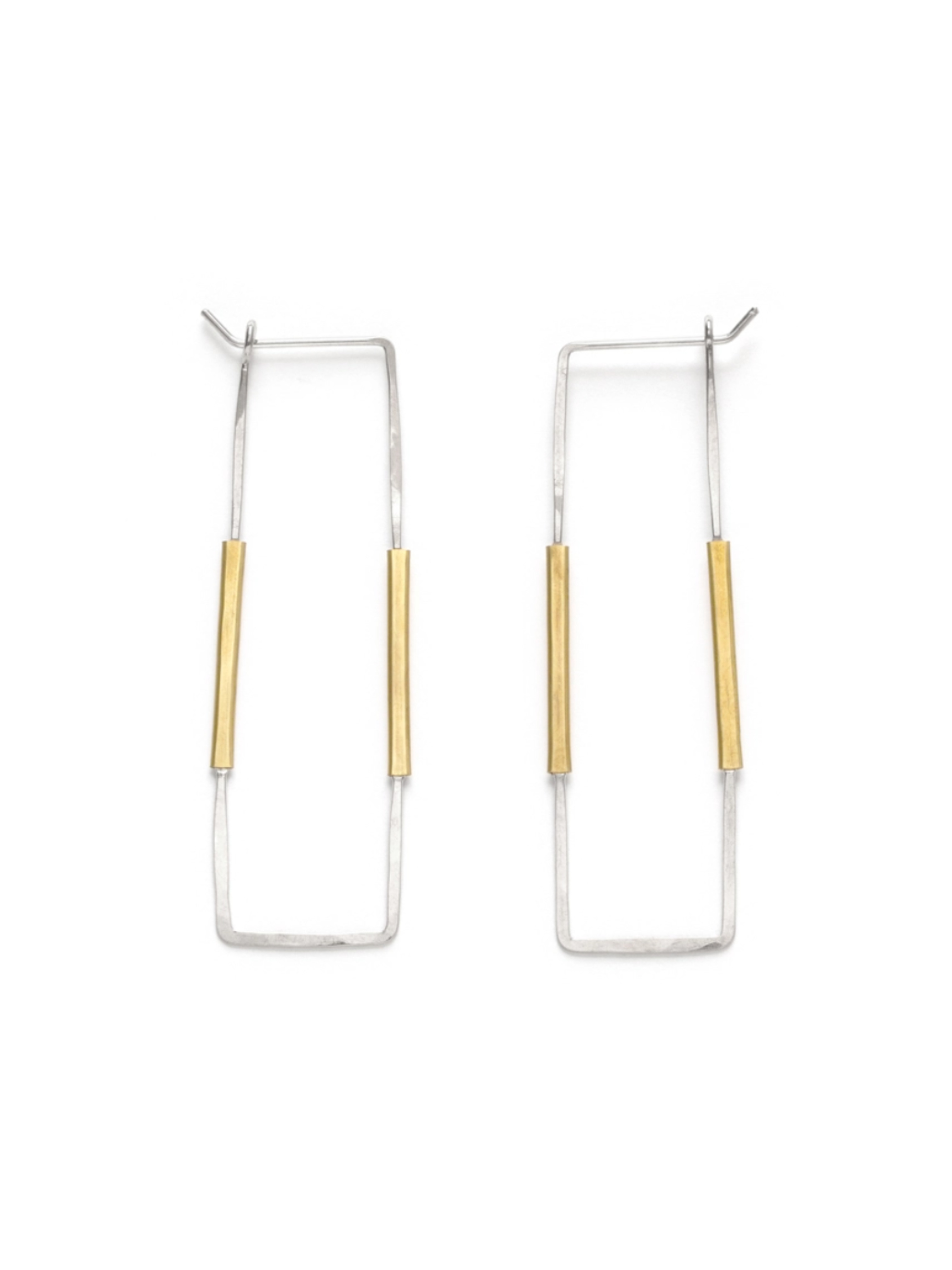 •RECTANGLE• mixed metal hoop earrings