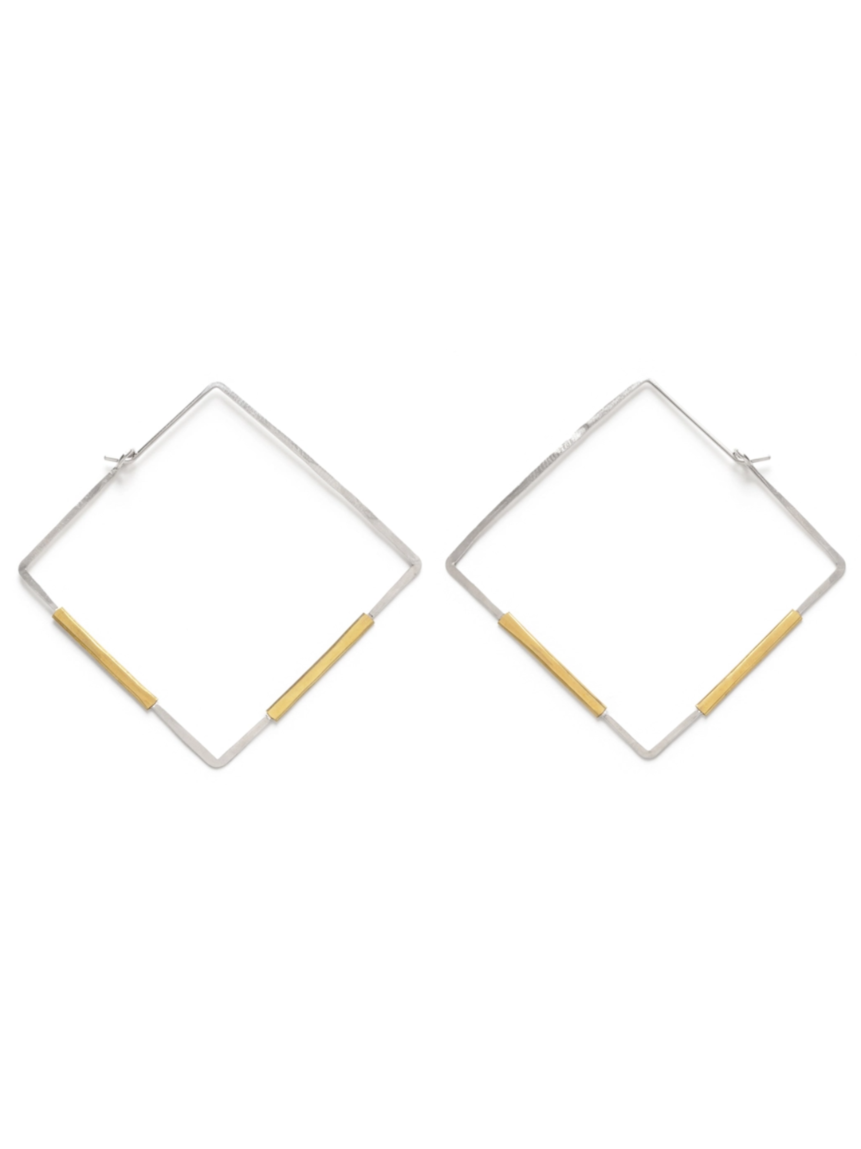 •SQUARE• mixed metal hoop earrings