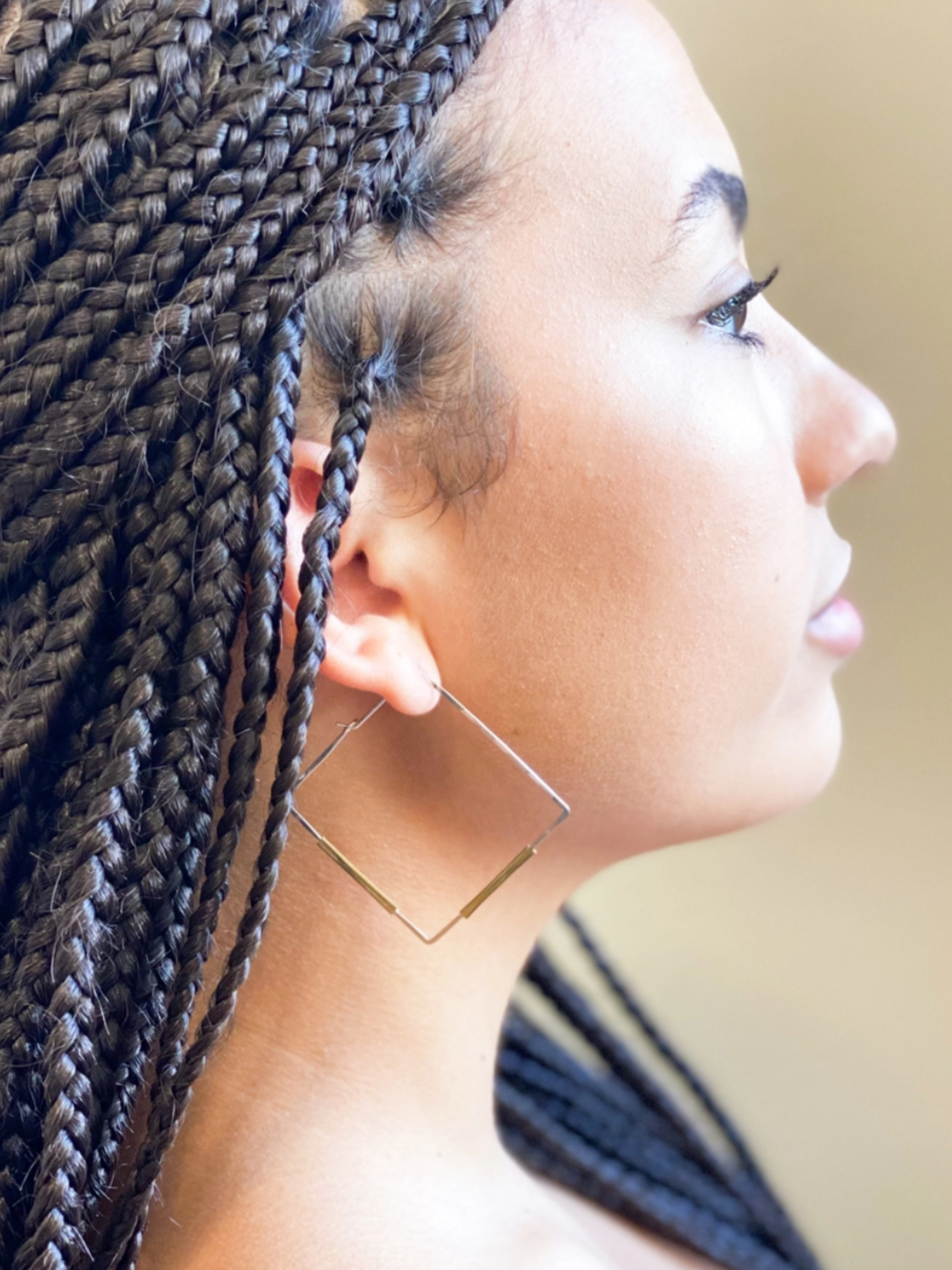 •SQUARE• mixed metal hoop earrings