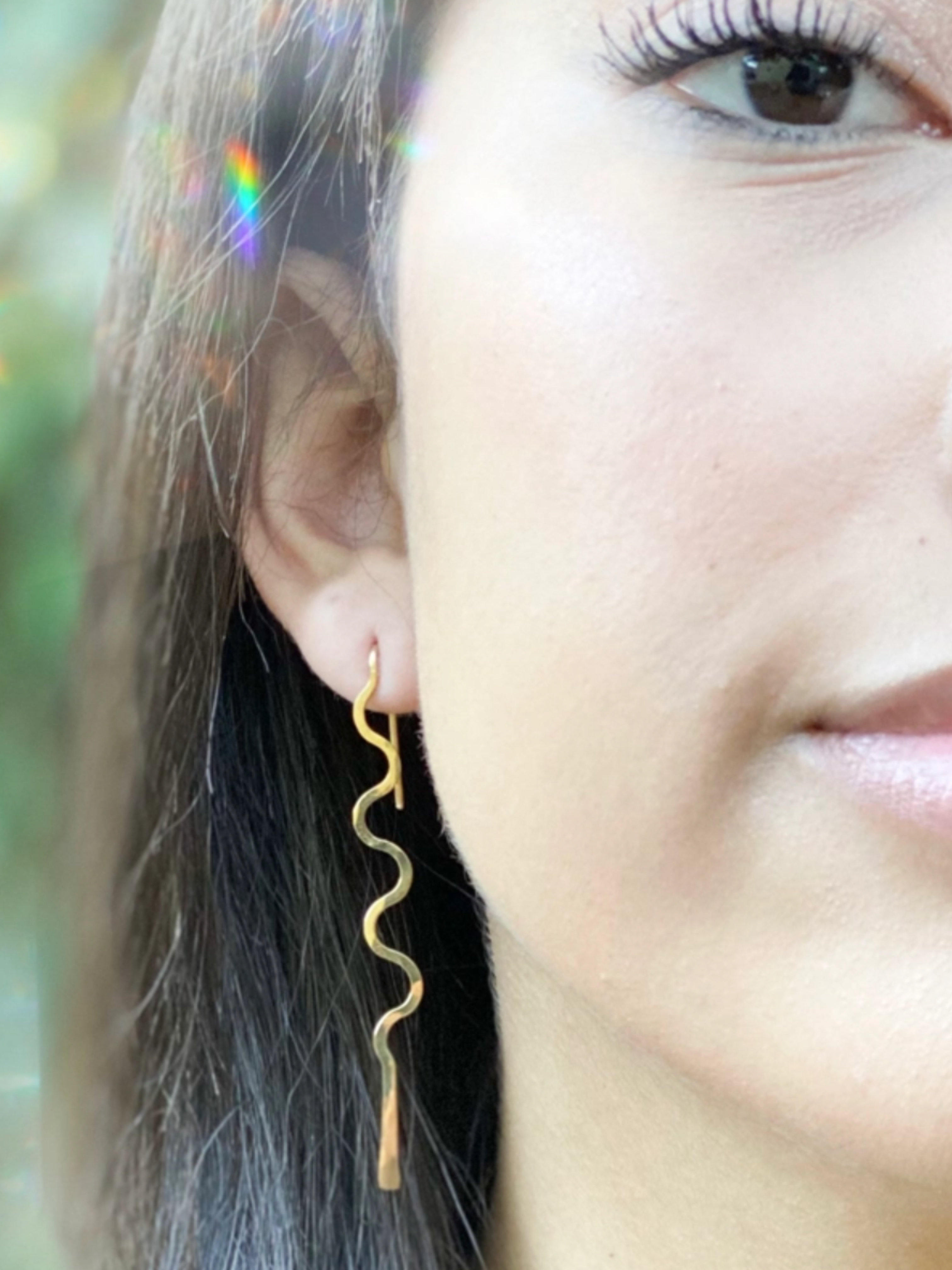 •SQUIGGLE• gold threader earrings