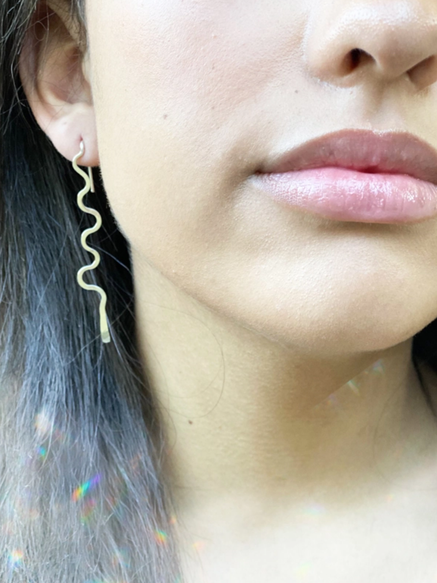 •SQUIGGLE• silver threader earrings