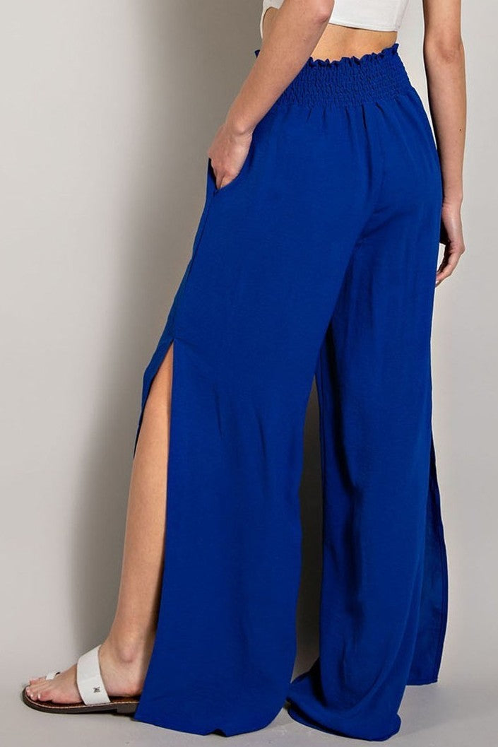 •GEMMA• smocked waist side slit pants (USA)