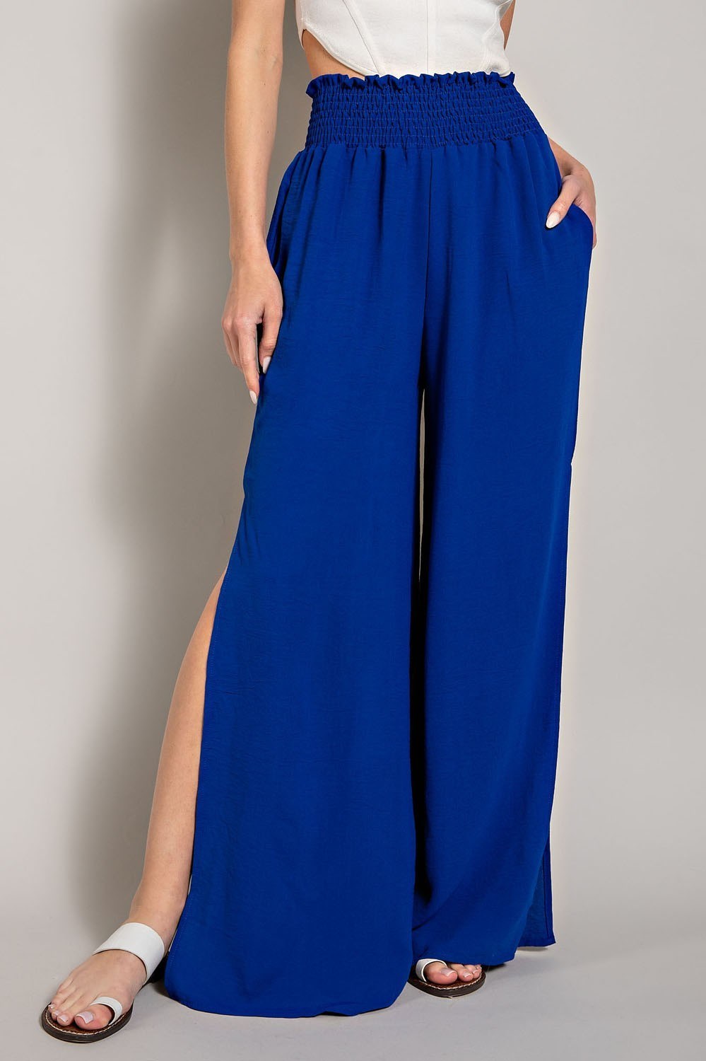 •GEMMA• smocked waist side slit pants (USA)