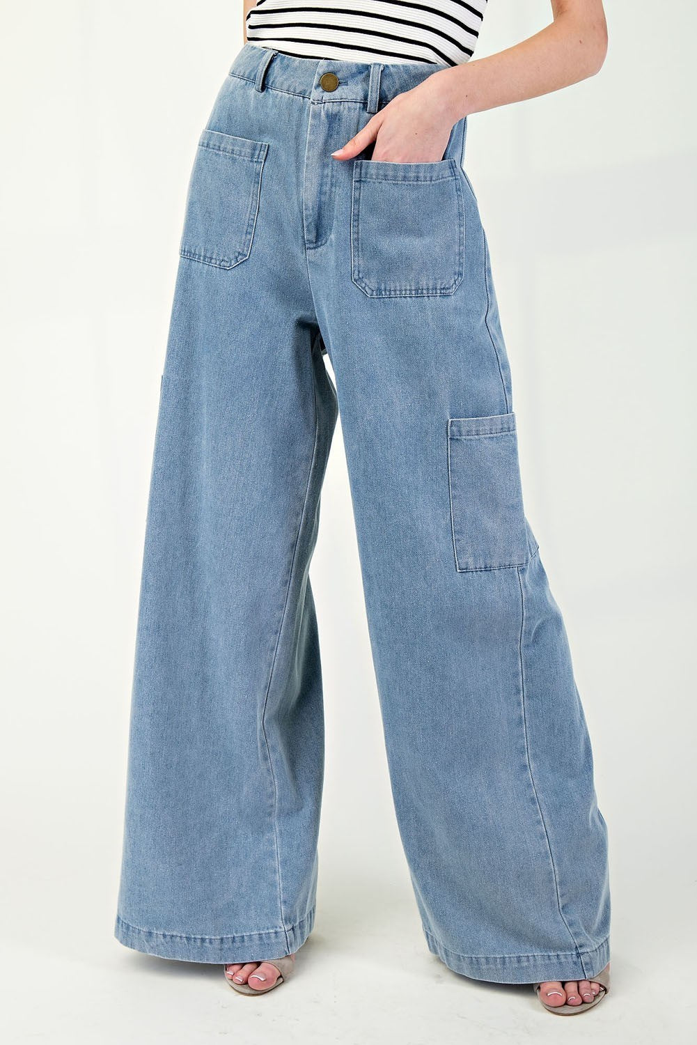 •MINKA• wide leg denim cargo pants