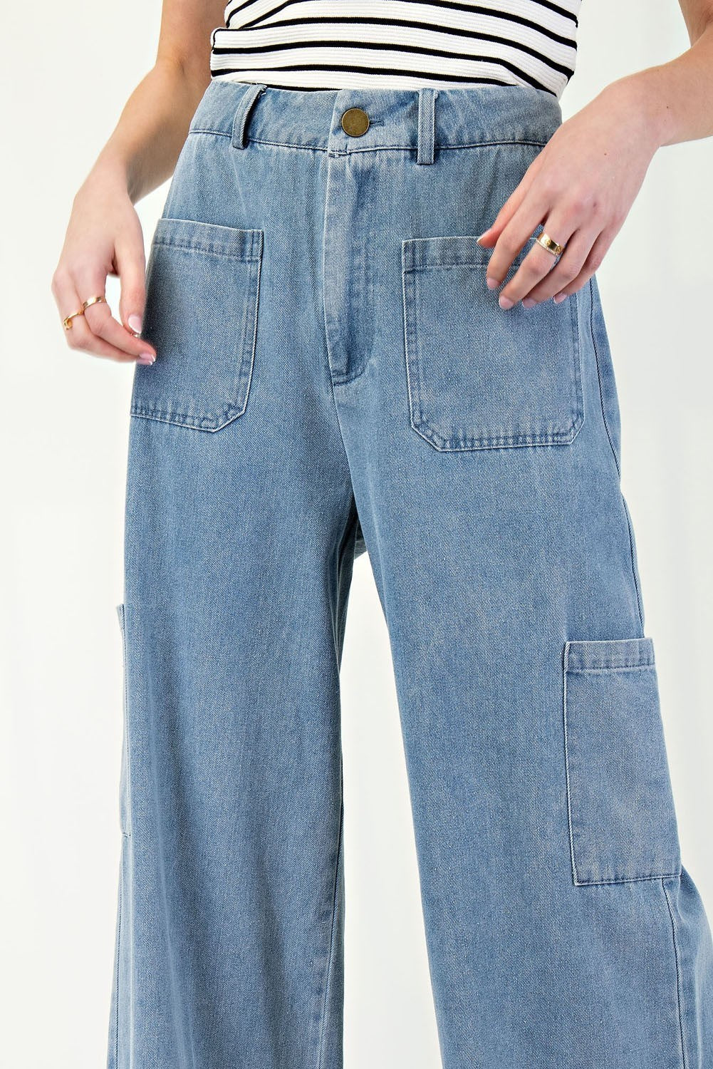 •MINKA• wide leg denim cargo pants