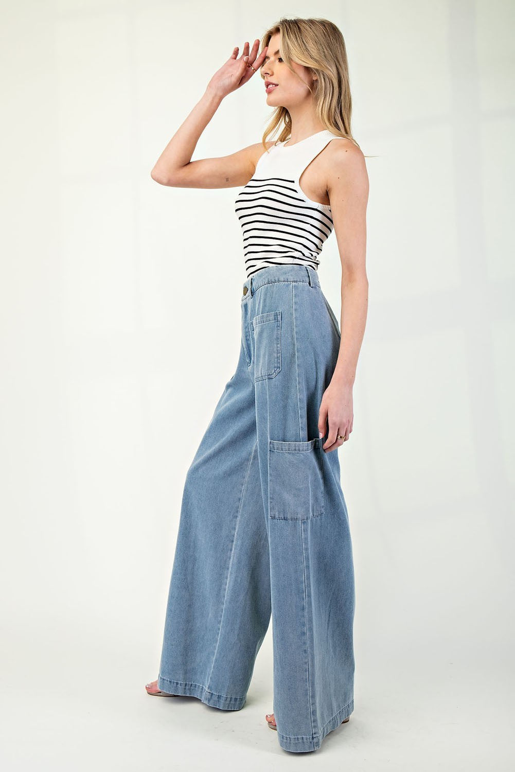 •MINKA• wide leg denim cargo pants