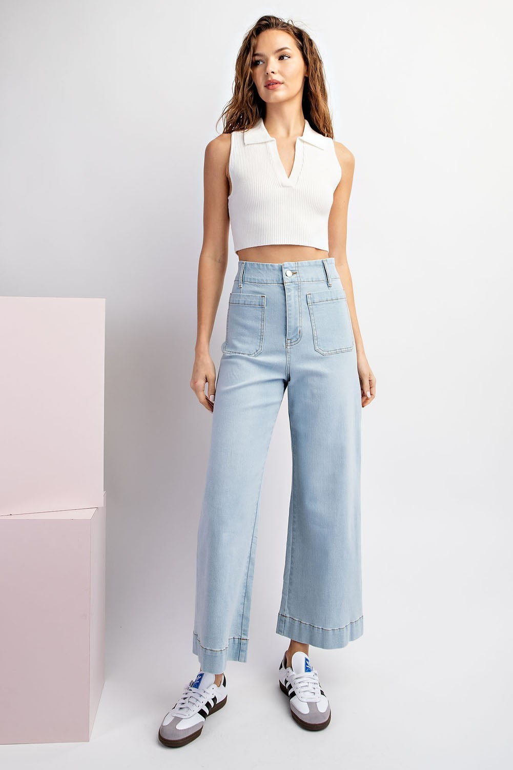 •CORDELIA - OG• cropped wide leg denim pants