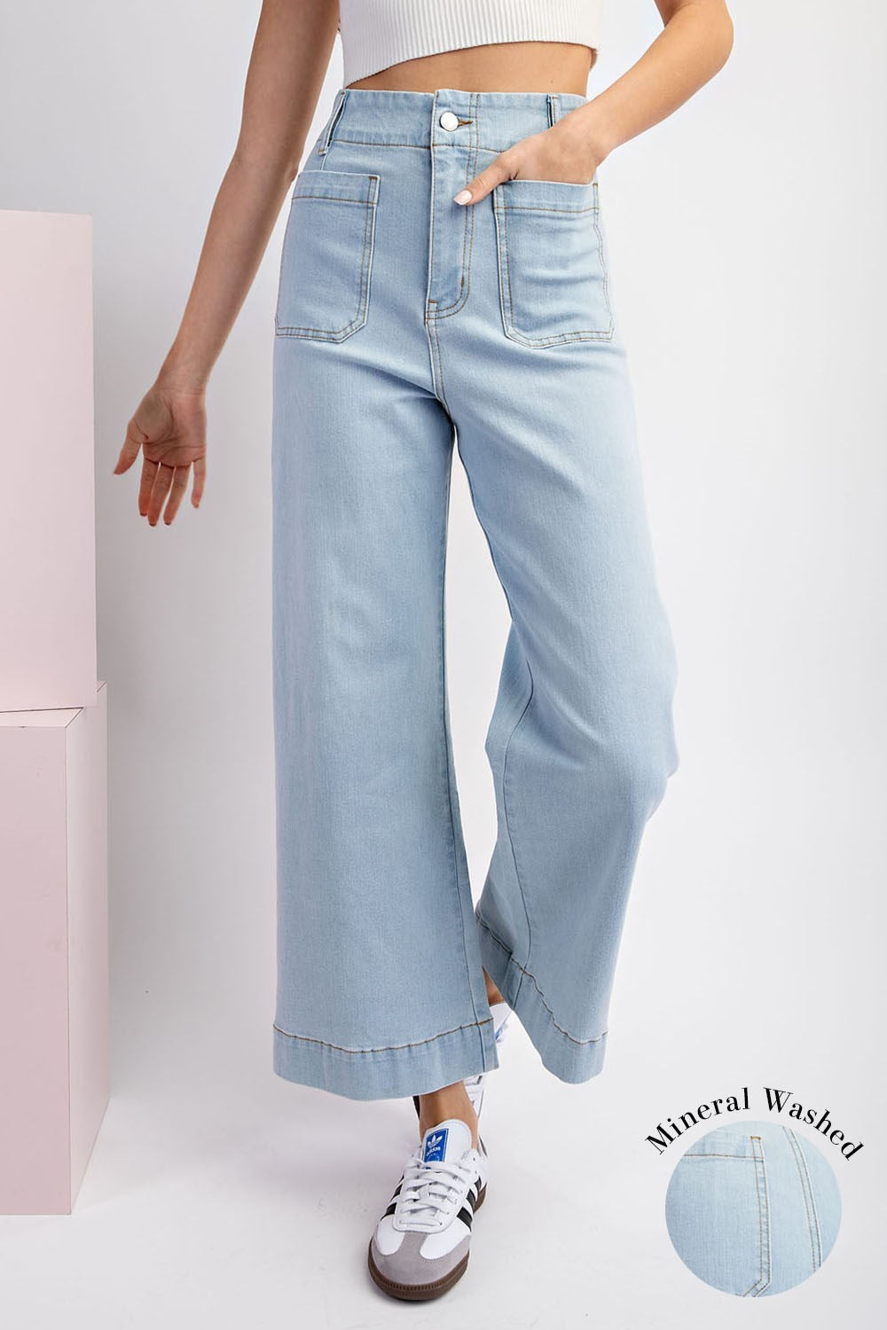 •CORDELIA - OG• cropped wide leg denim pants