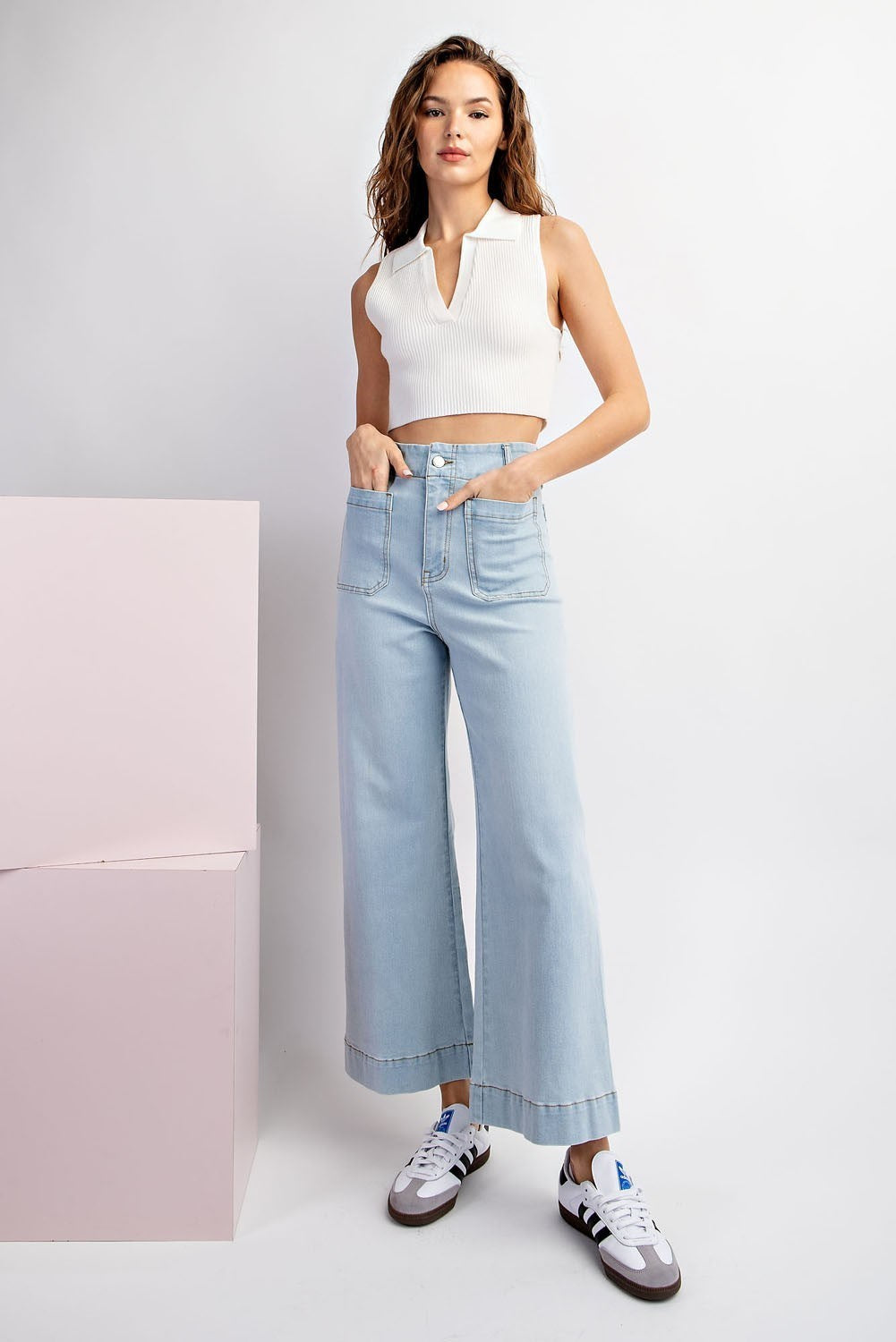 •CORDELIA - OG• cropped wide leg denim pants