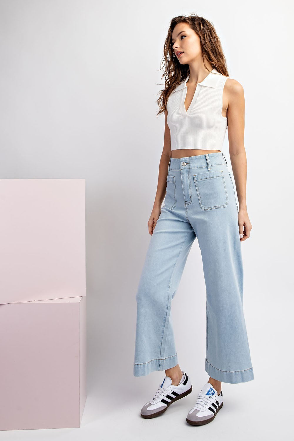 •CORDELIA - OG• cropped wide leg denim pants