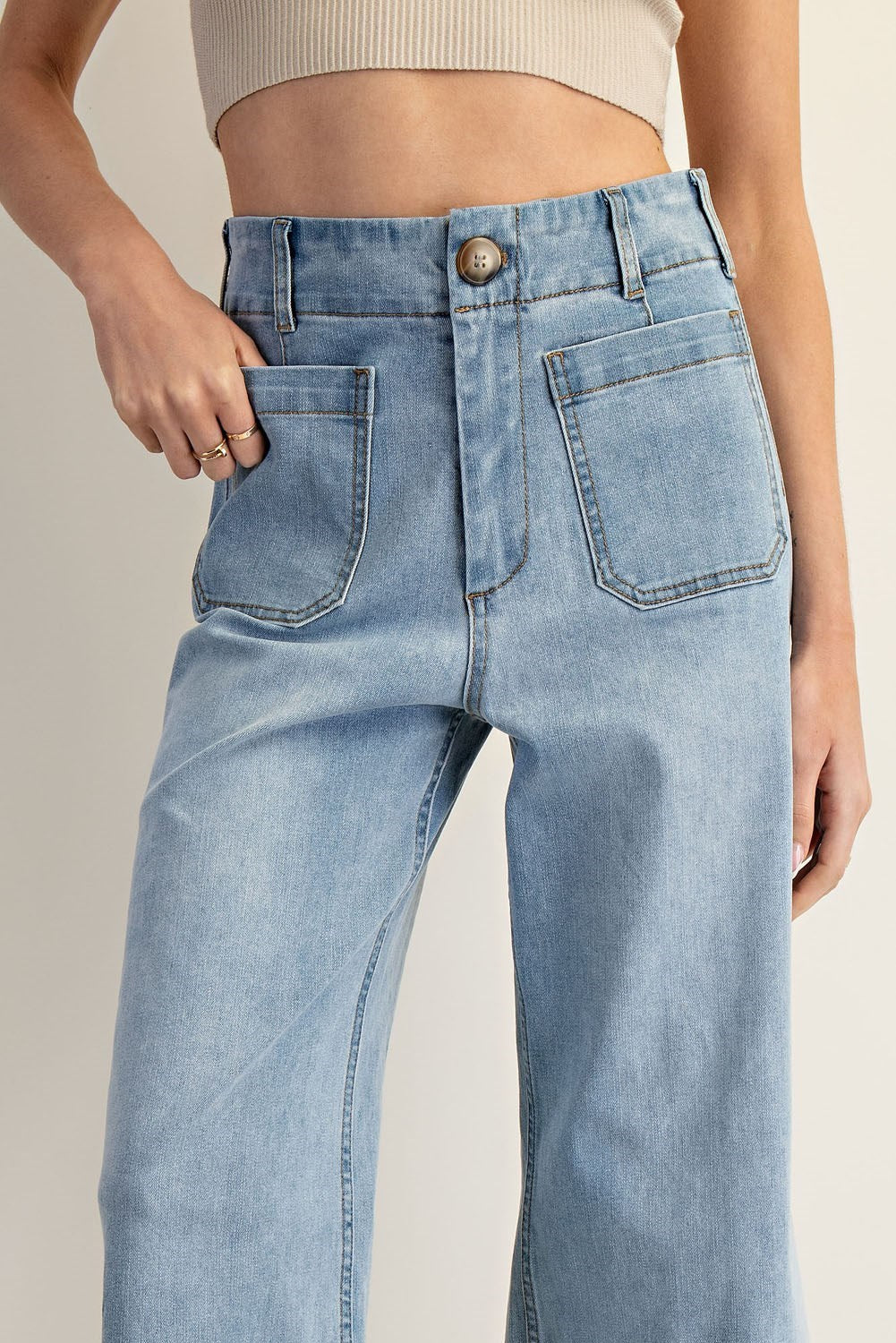 •CORDELIA - CLASSIC• cropped wide leg denim pants