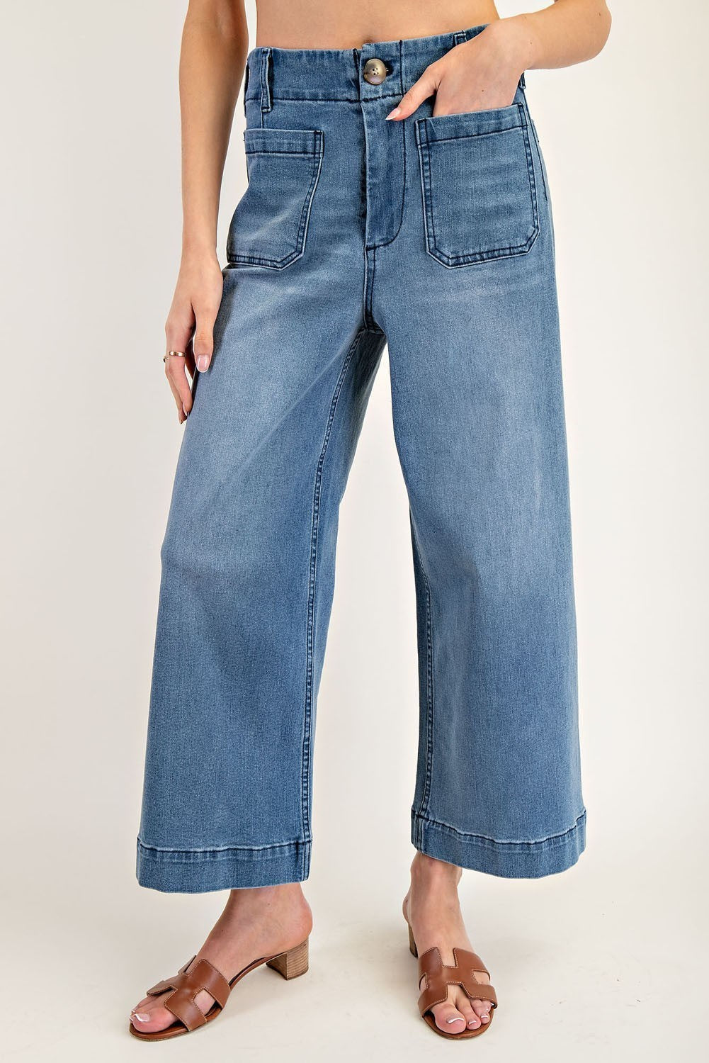 •CORDELIA - CLASSIC• cropped wide leg denim pants