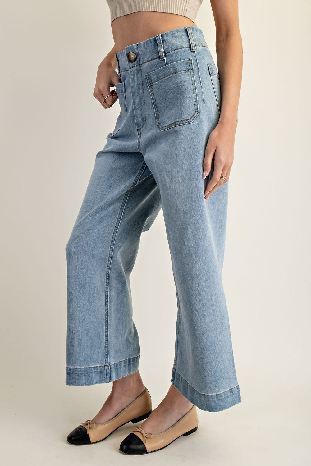 •CORDELIA - CLASSIC• cropped wide leg denim pants