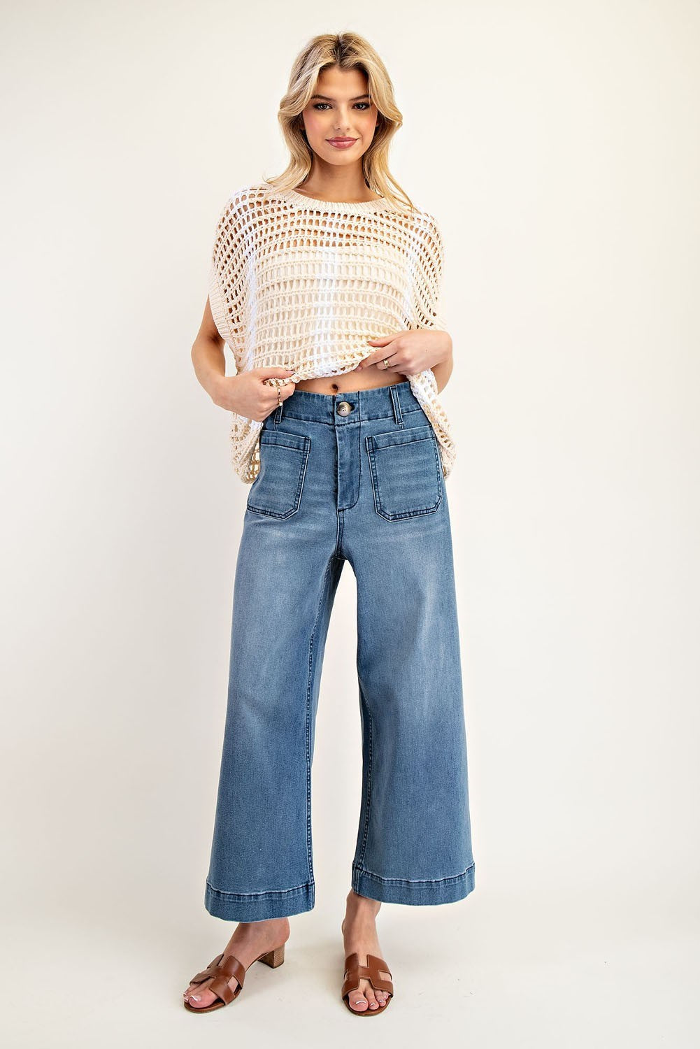 •CORDELIA - CLASSIC• cropped wide leg denim pants