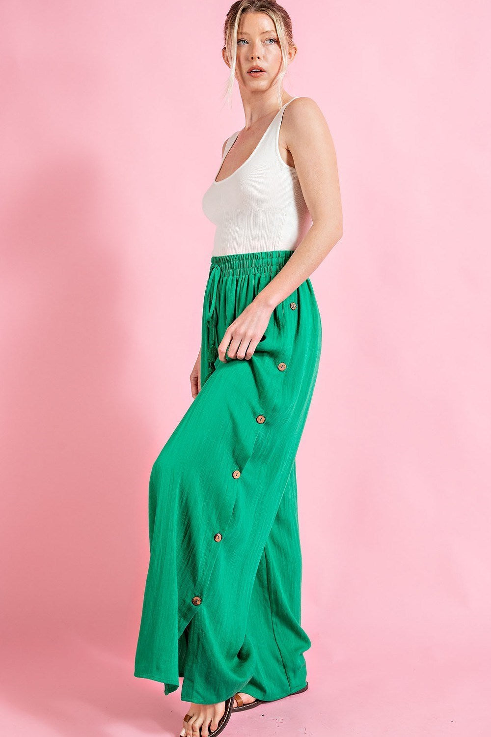 •VERDI• wide leg button detail pants