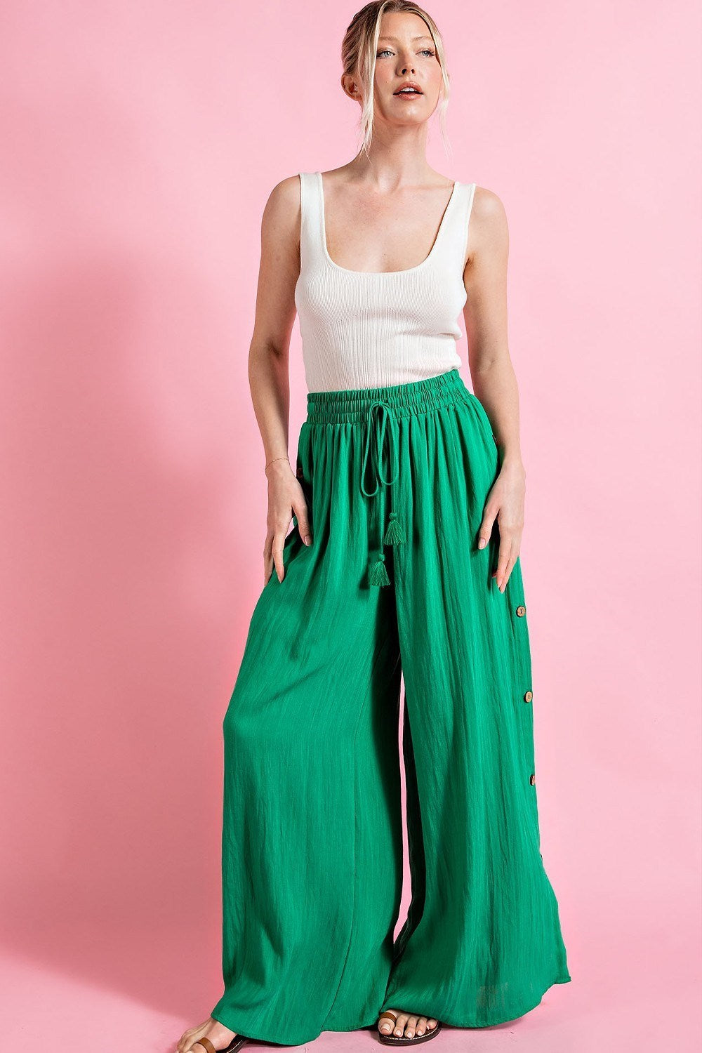 •VERDI• wide leg button detail pants