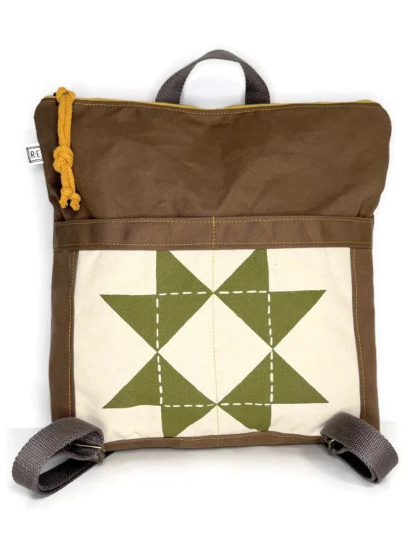 •BACKPACK - BARN QUILT• waxed canvas bag