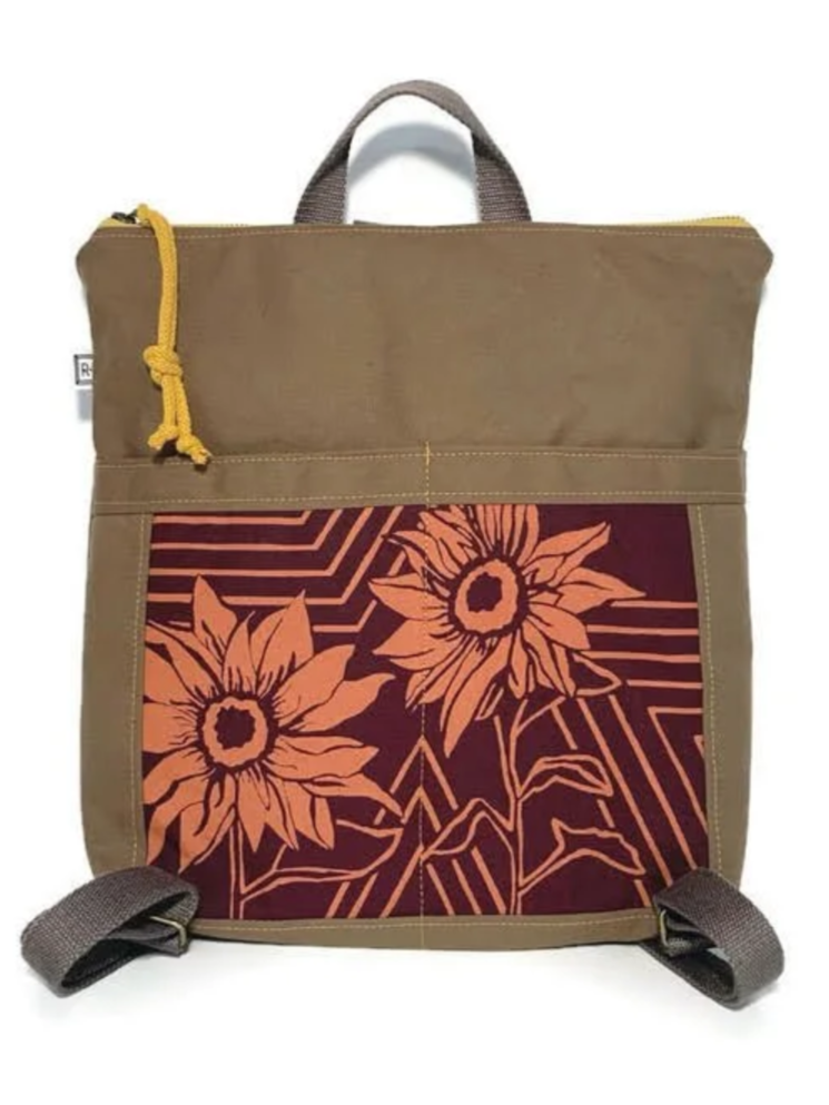 •BACKPACK - SUNFLOWER• waxed canvas bag