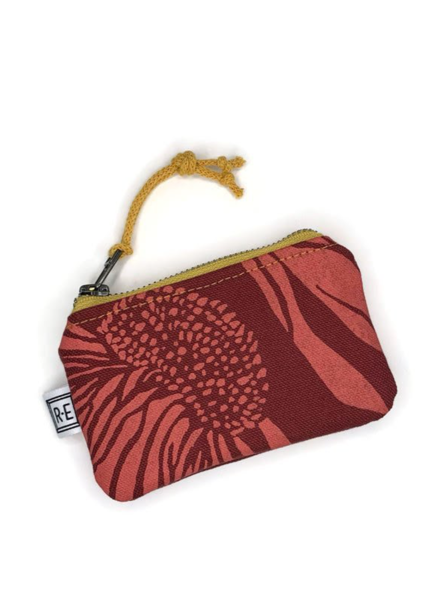 •CARD POUCH - CONEFLOWER• waxed canvas bag